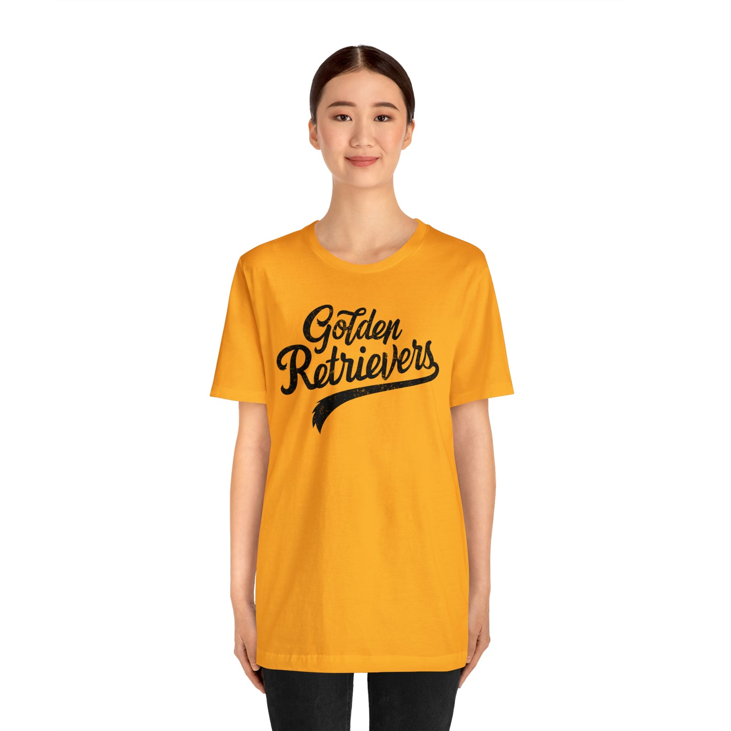Golden Retrievers Script Unisex Tee, with Distressed Black Print