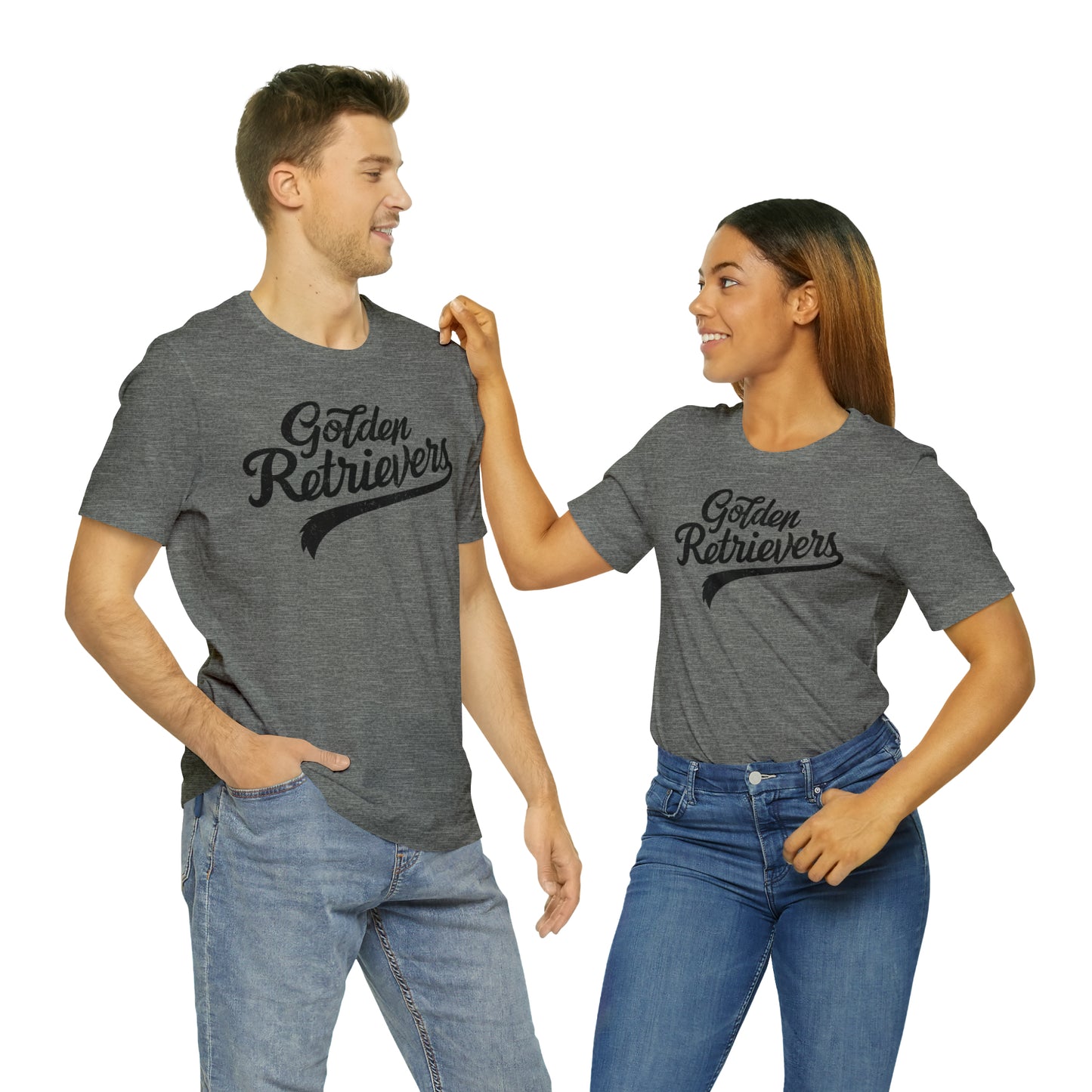 Golden Retrievers Script Unisex Tee, with Distressed Black Print