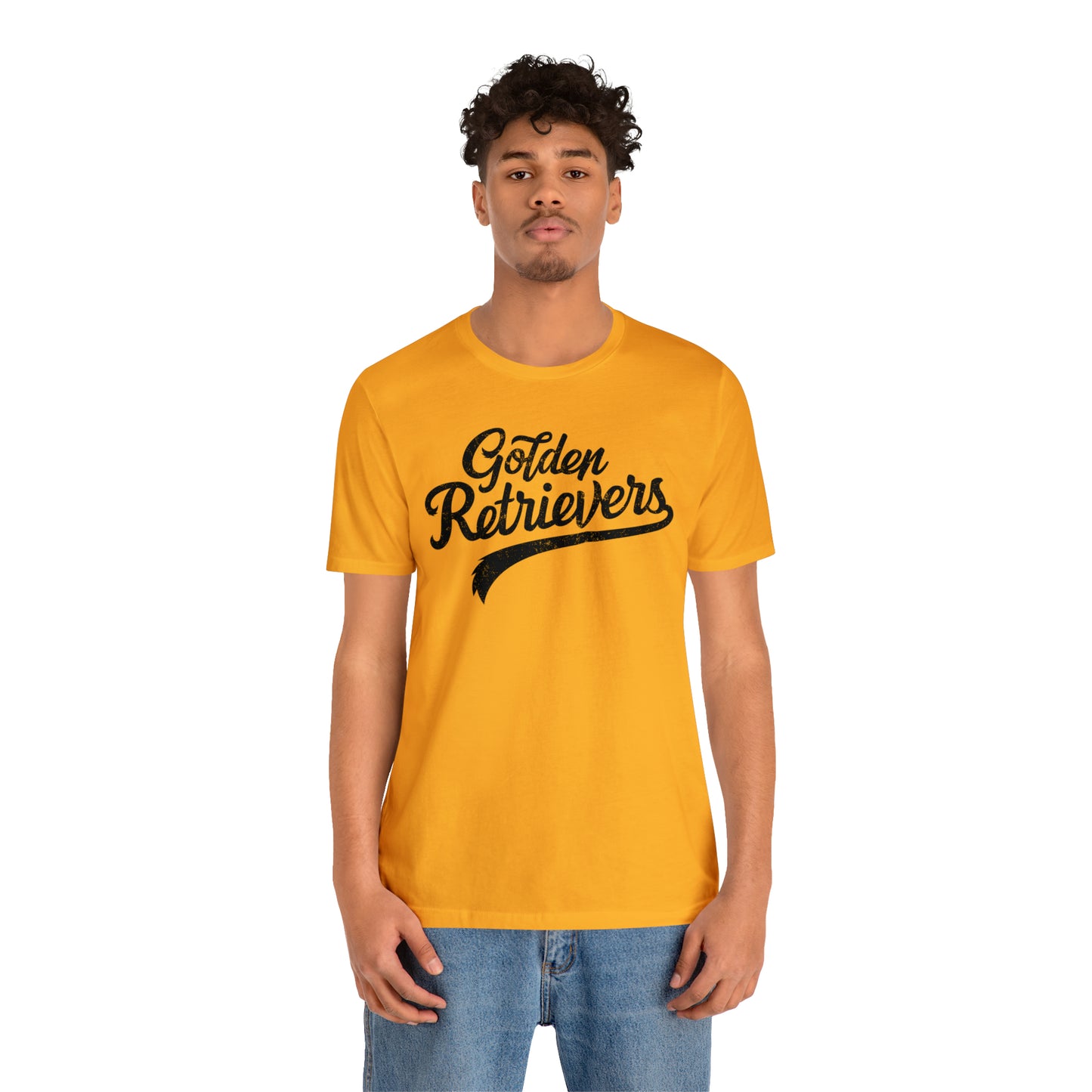 Golden Retrievers Script Unisex Tee, with Distressed Black Print