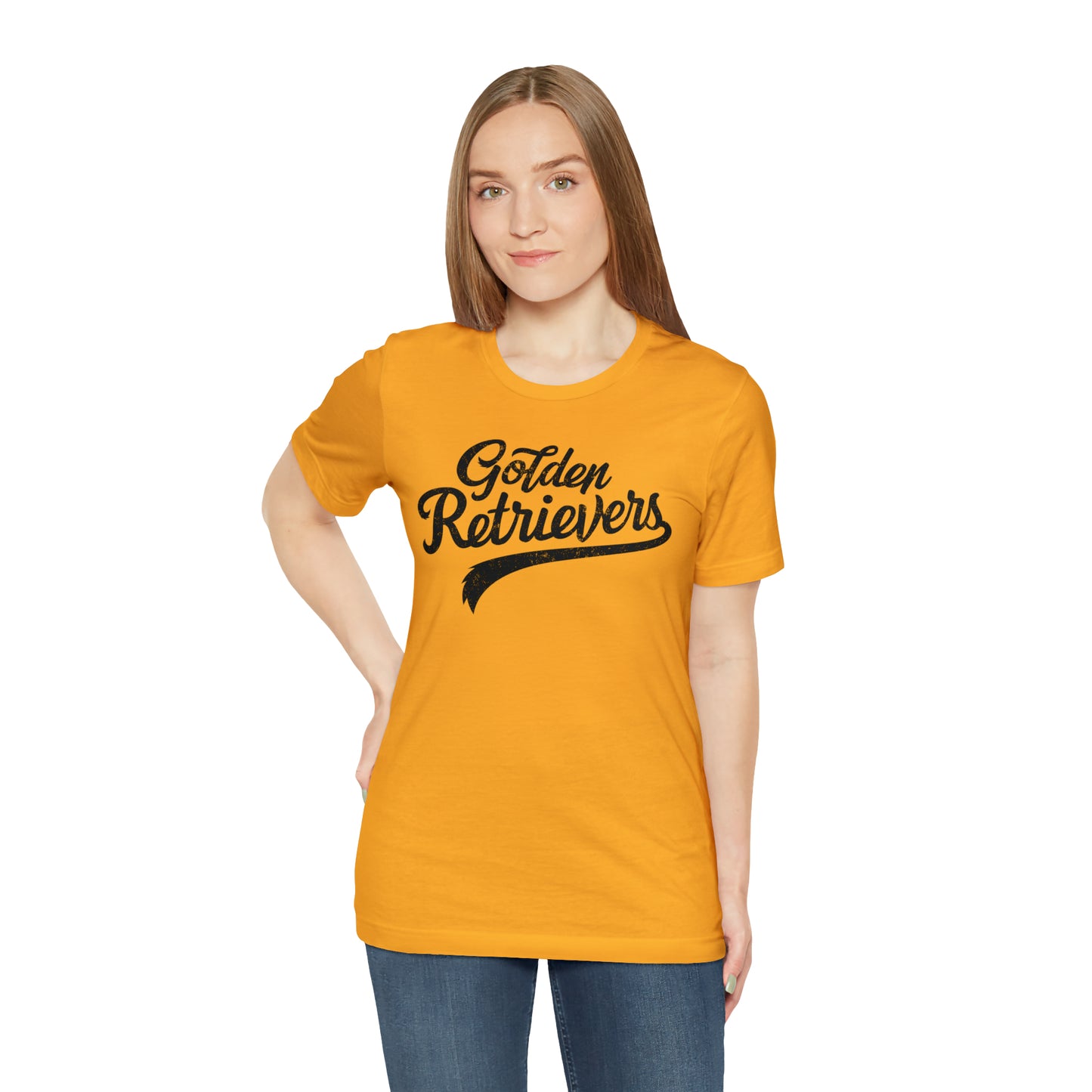 Golden Retrievers Script Unisex Tee, with Distressed Black Print