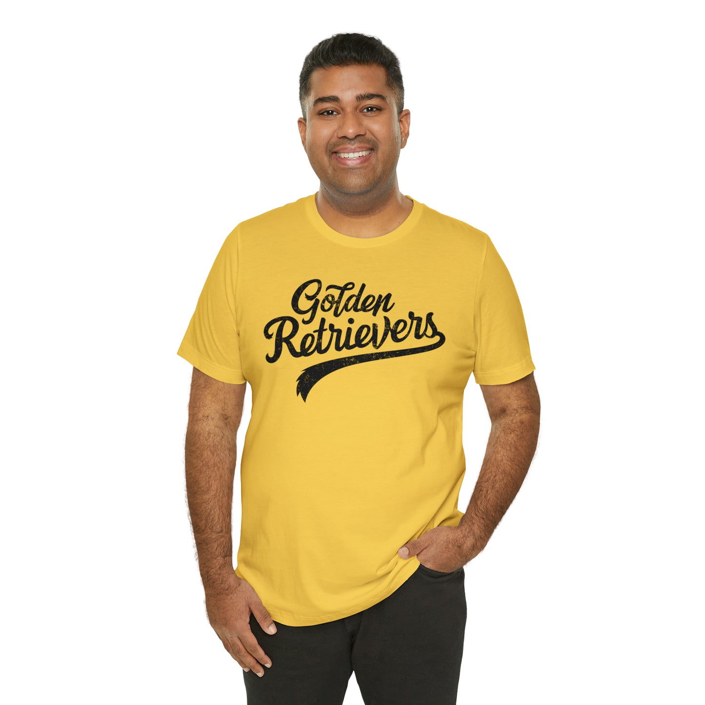 Golden Retrievers Script Unisex Tee, with Distressed Black Print