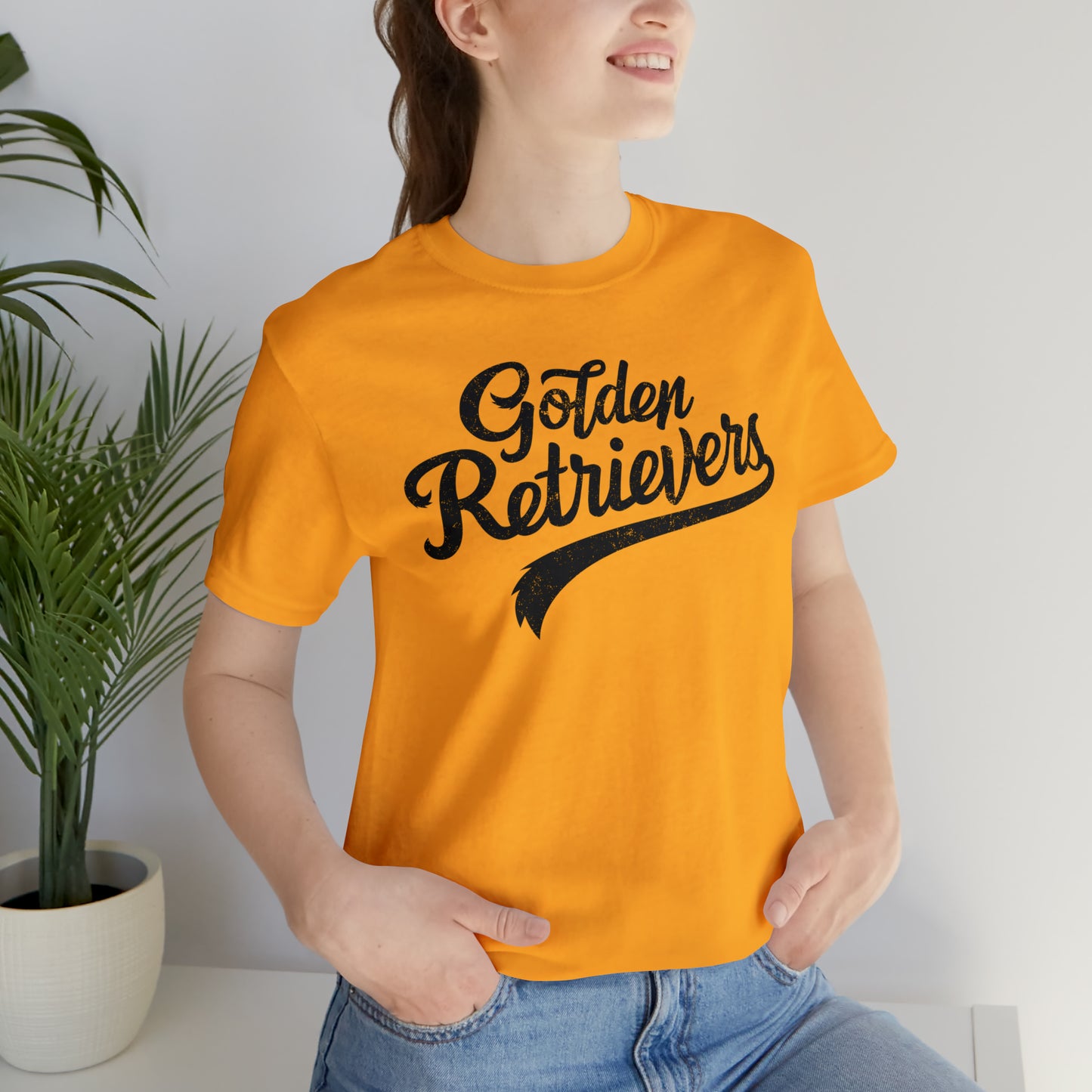 Golden Retrievers Script Unisex Tee, with Distressed Black Print