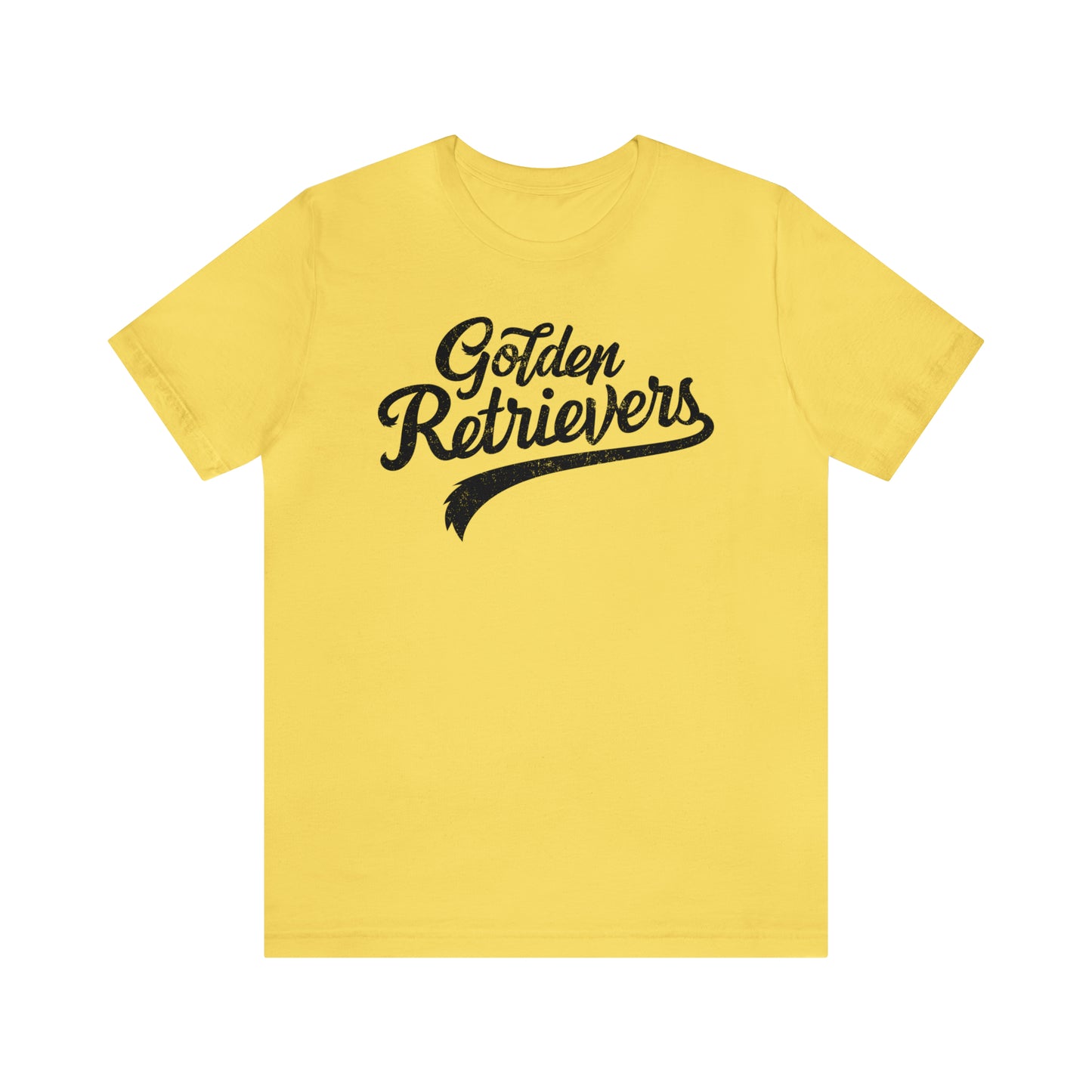 Golden Retrievers Script Unisex Tee, with Distressed Black Print