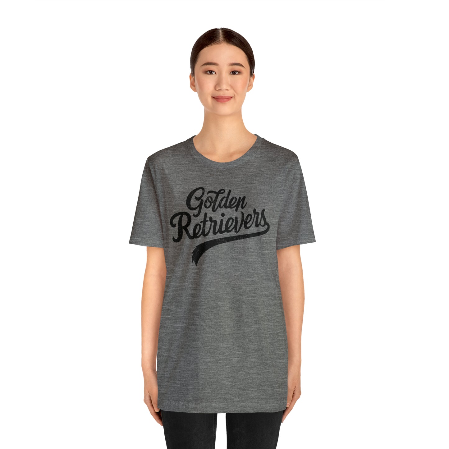 Golden Retrievers Script Unisex Tee, with Distressed Black Print
