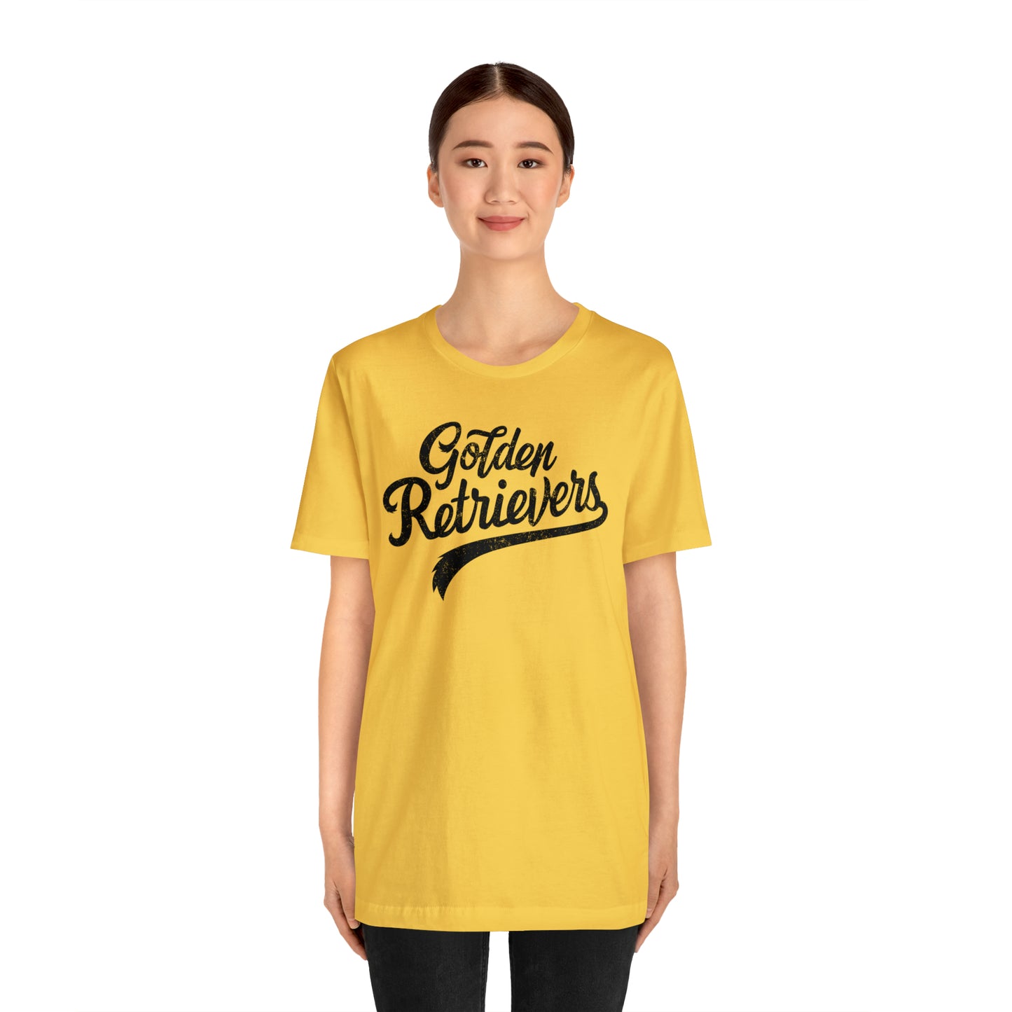 Golden Retrievers Script Unisex Tee, with Distressed Black Print