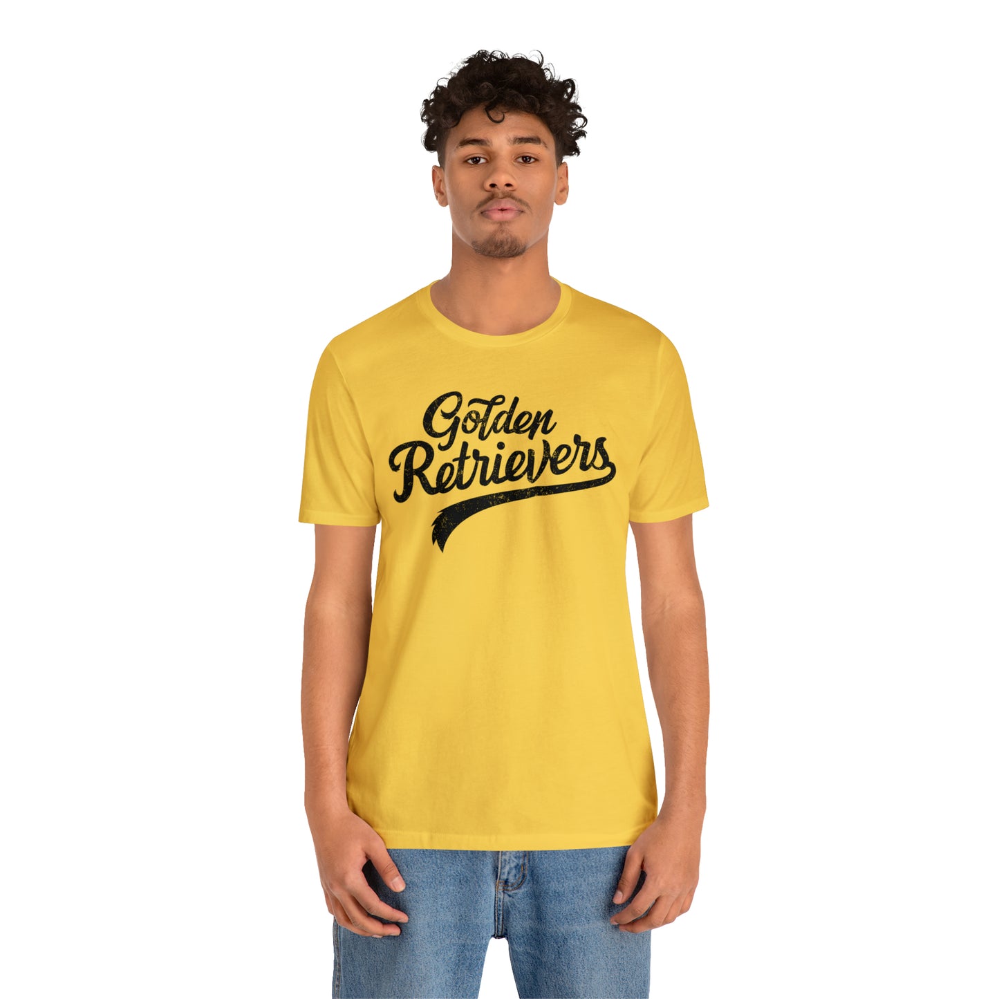 Golden Retrievers Script Unisex Tee, with Distressed Black Print