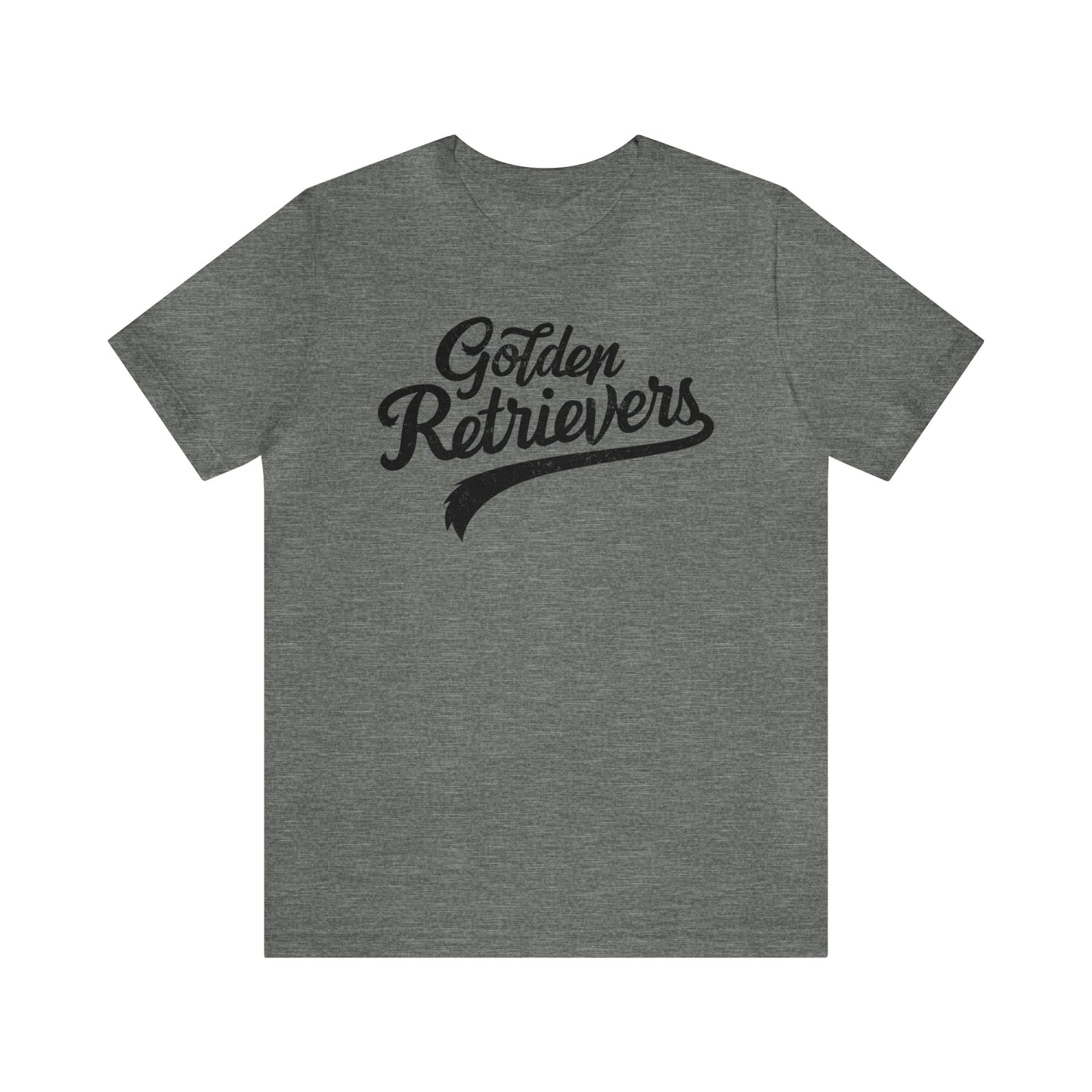 Golden Retrievers Script Unisex Tee, with Distressed Black Print