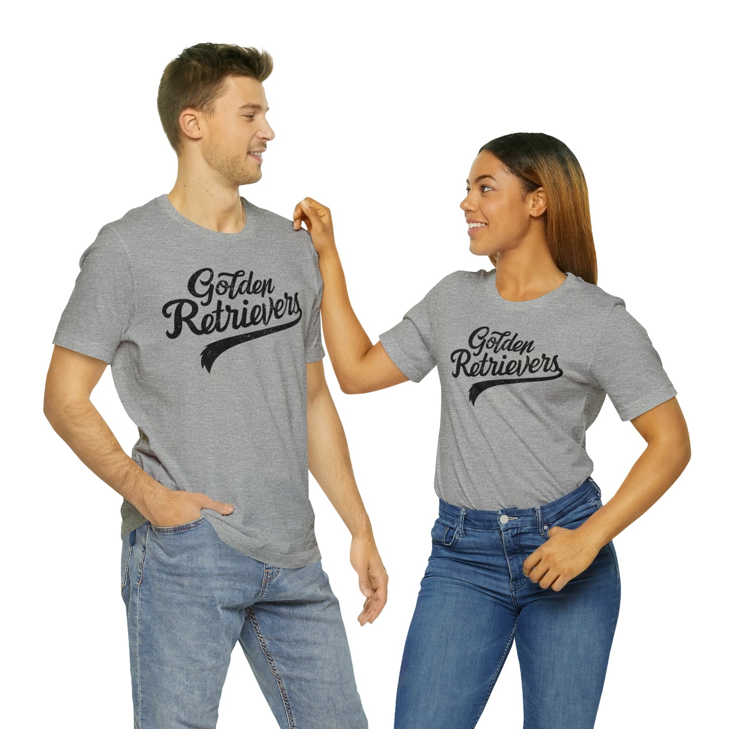 Golden Retrievers Script Unisex Tee, with Distressed Black Print