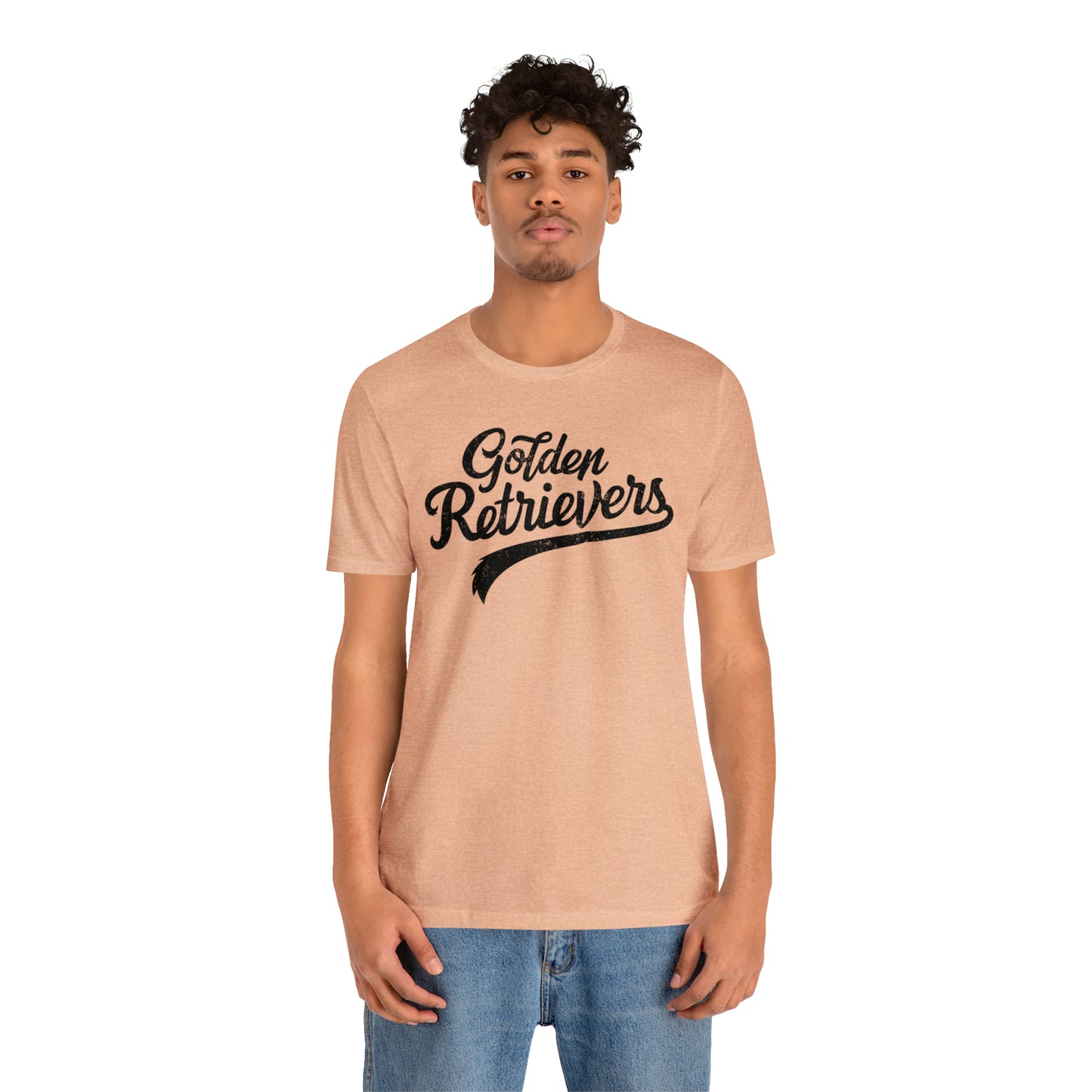 Golden Retrievers Script Unisex Tee, with Distressed Black Print