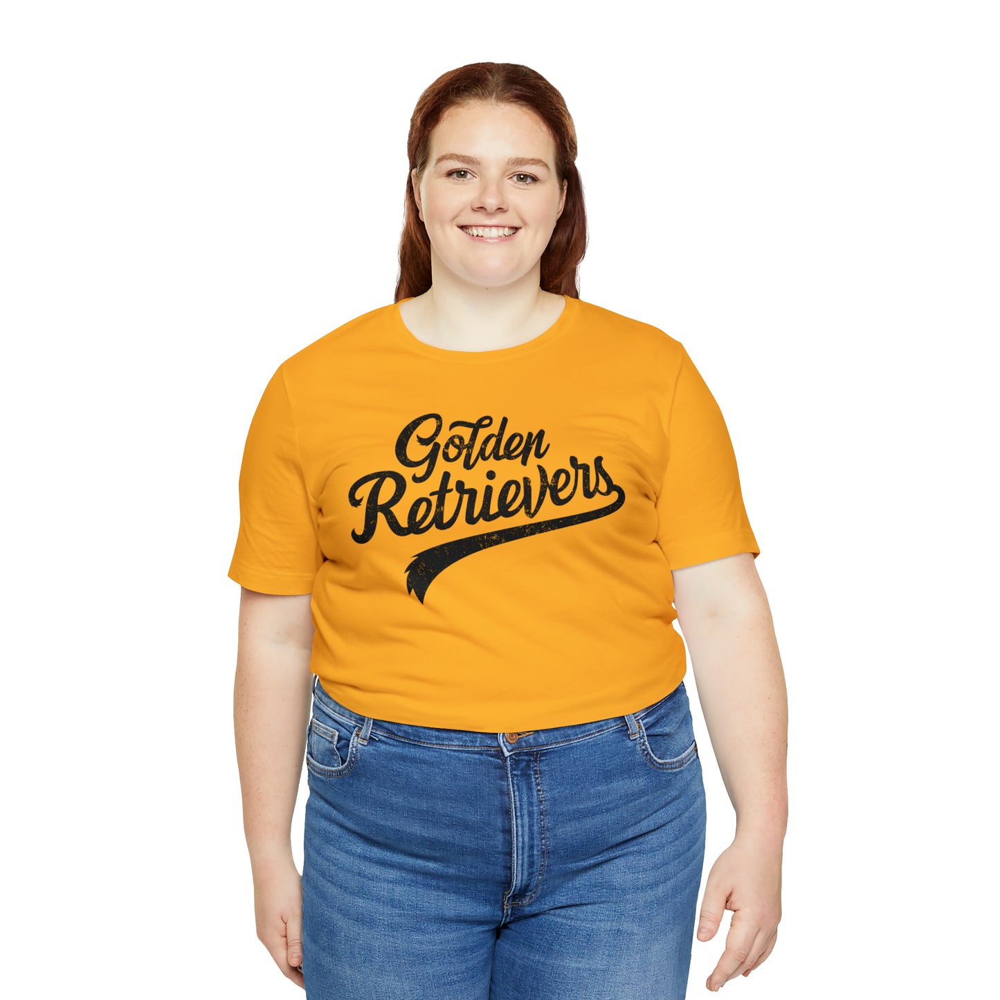 Golden Retrievers Script Unisex Tee, with Distressed Black Print