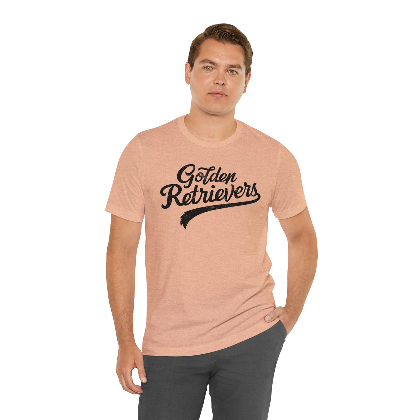 Golden Retrievers Script Unisex Tee, with Distressed Black Print
