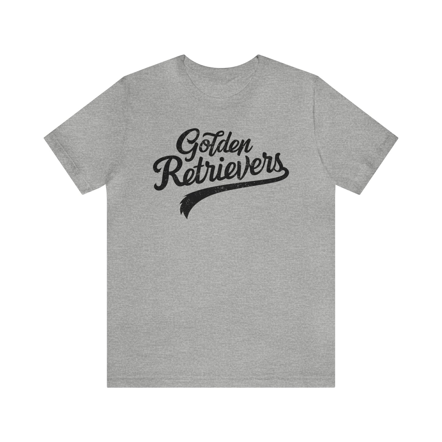 Golden Retrievers Script Unisex Tee, with Distressed Black Print