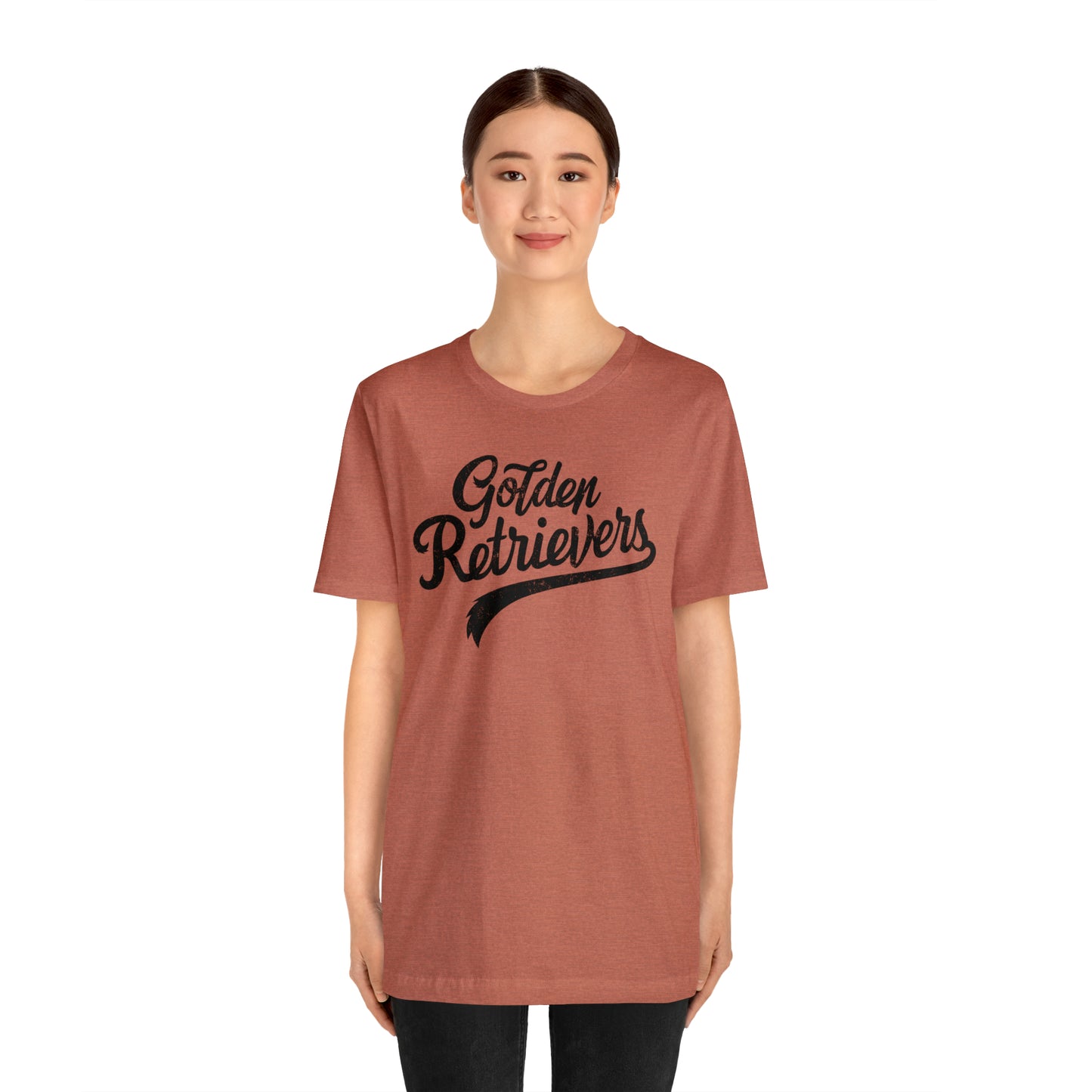 Golden Retrievers Script Unisex Tee, with Distressed Black Print