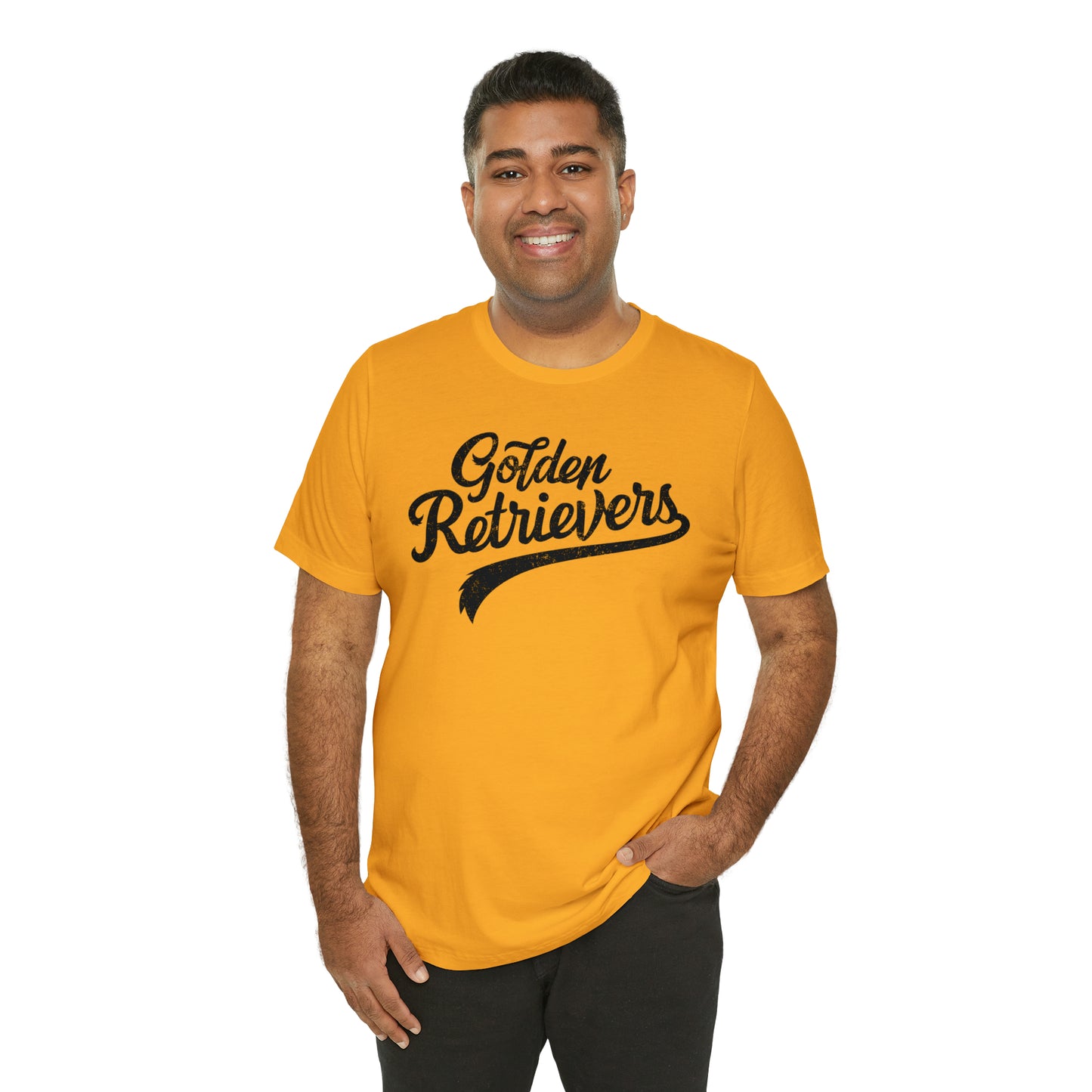 Golden Retrievers Script Unisex Tee, with Distressed Black Print