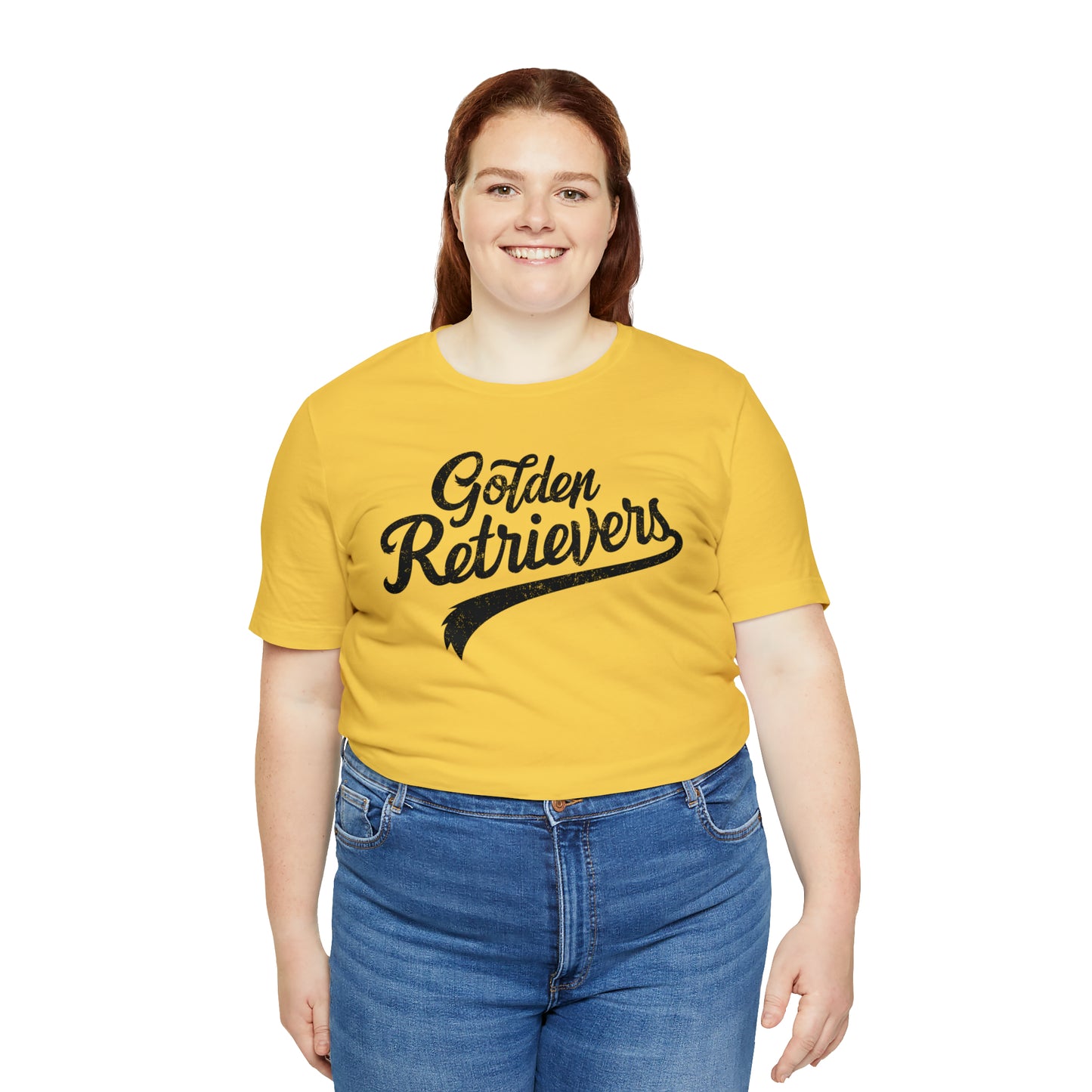 Golden Retrievers Script Unisex Tee, with Distressed Black Print