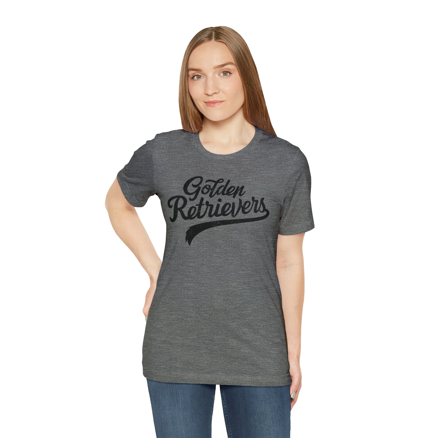 Golden Retrievers Script Unisex Tee, with Distressed Black Print