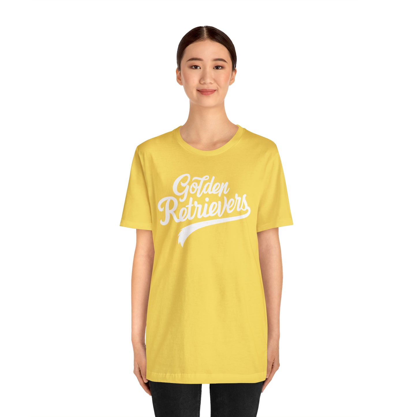 Golden Retrievers Script Unisex Tee, with Distressed White Print