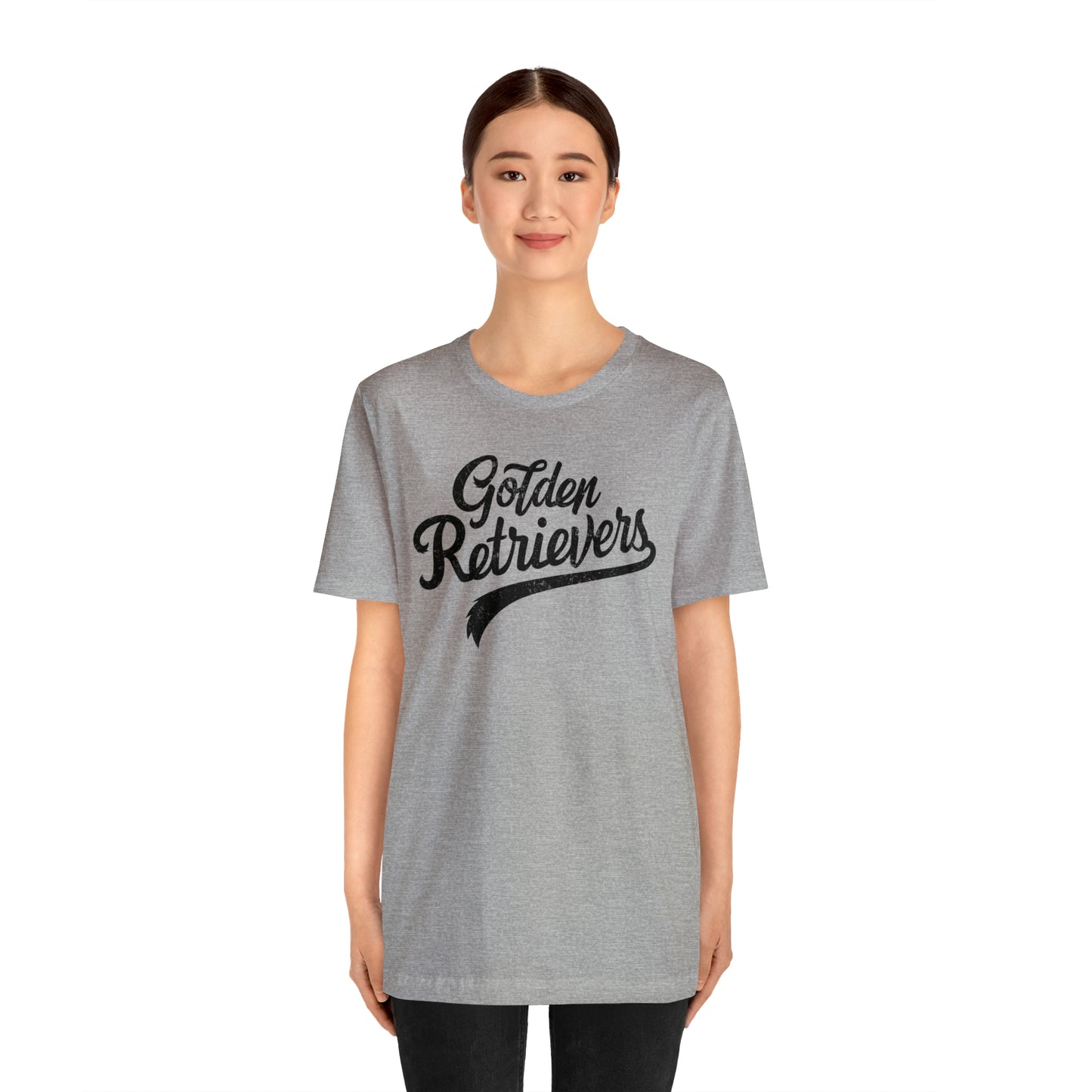 Golden Retrievers Script Unisex Tee, with Distressed Black Print