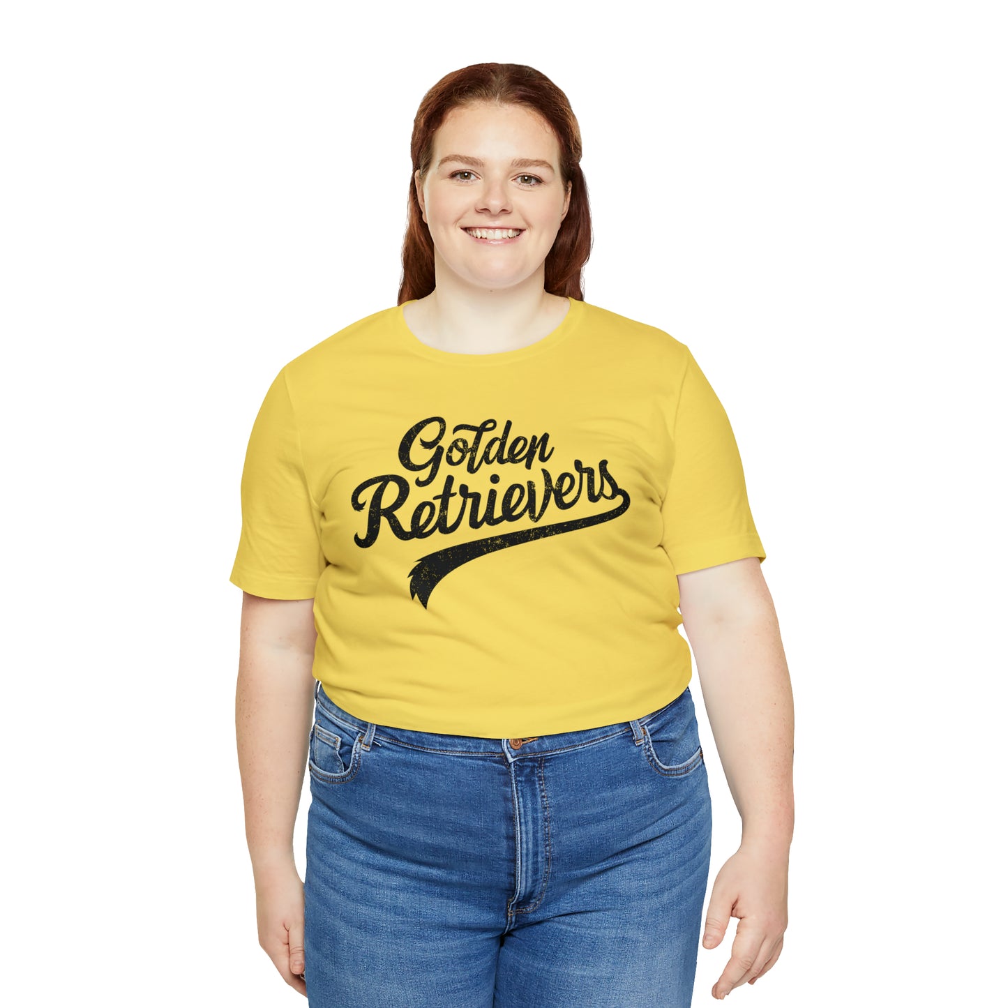 Golden Retrievers Script Unisex Tee, with Distressed Black Print