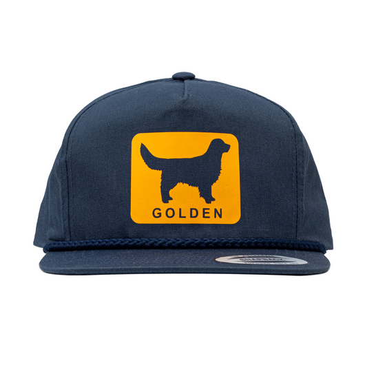 Golden Retrievers GOLDEN Retro Rope Golf 5-Panel Snapback, Vinyl Print