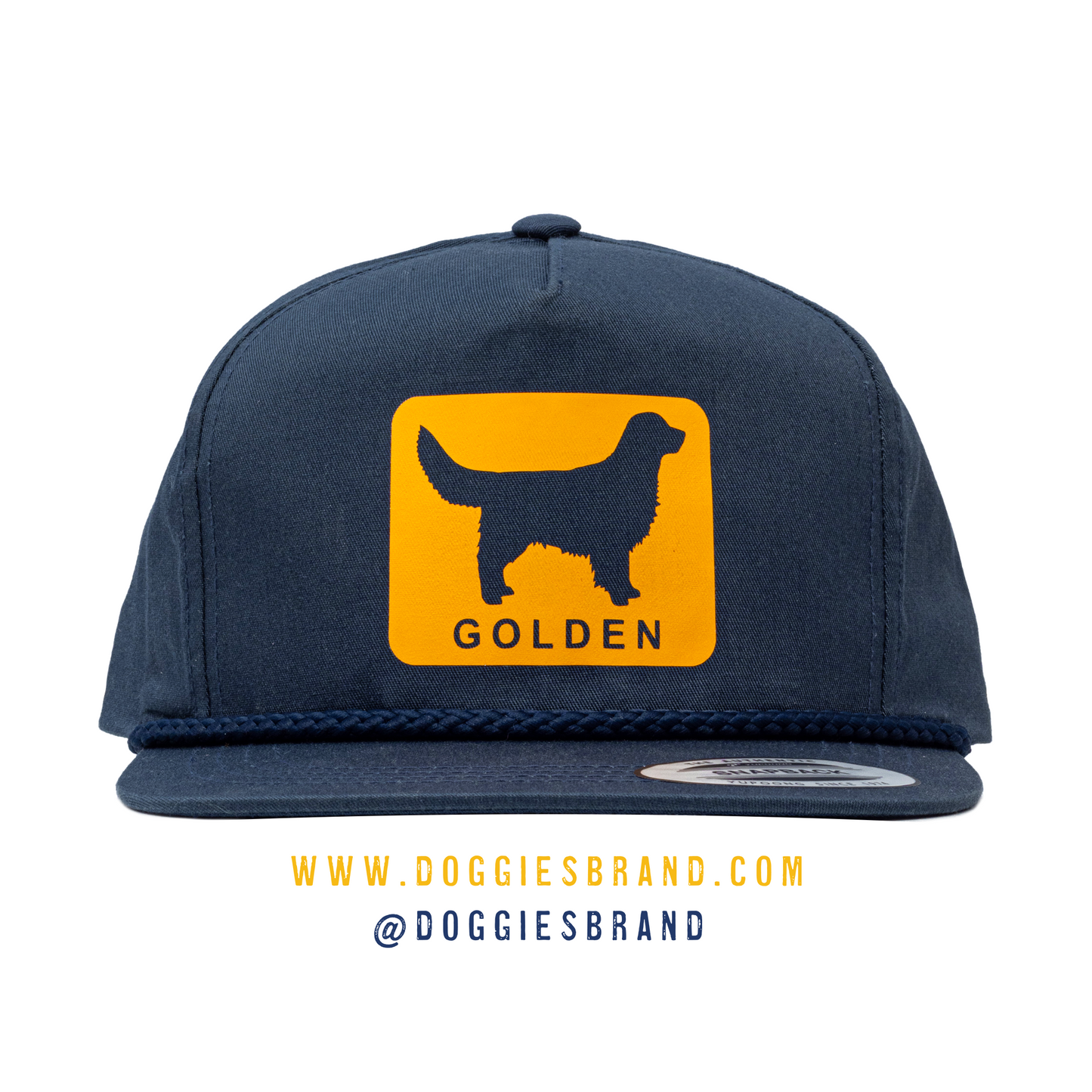 Golden Retrievers GOLDEN Retro Rope Golf 5-Panel Snapback, Vinyl Print