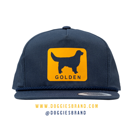 Golden Retrievers GOLDEN Retro Rope Golf 5-Panel Snapback, Vinyl Print