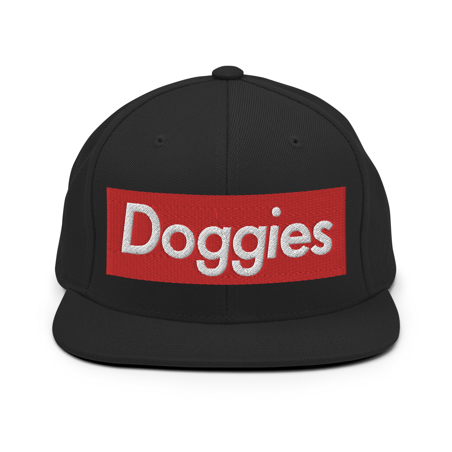 DOGGIES Snapback, Red/White Embroidered Print
