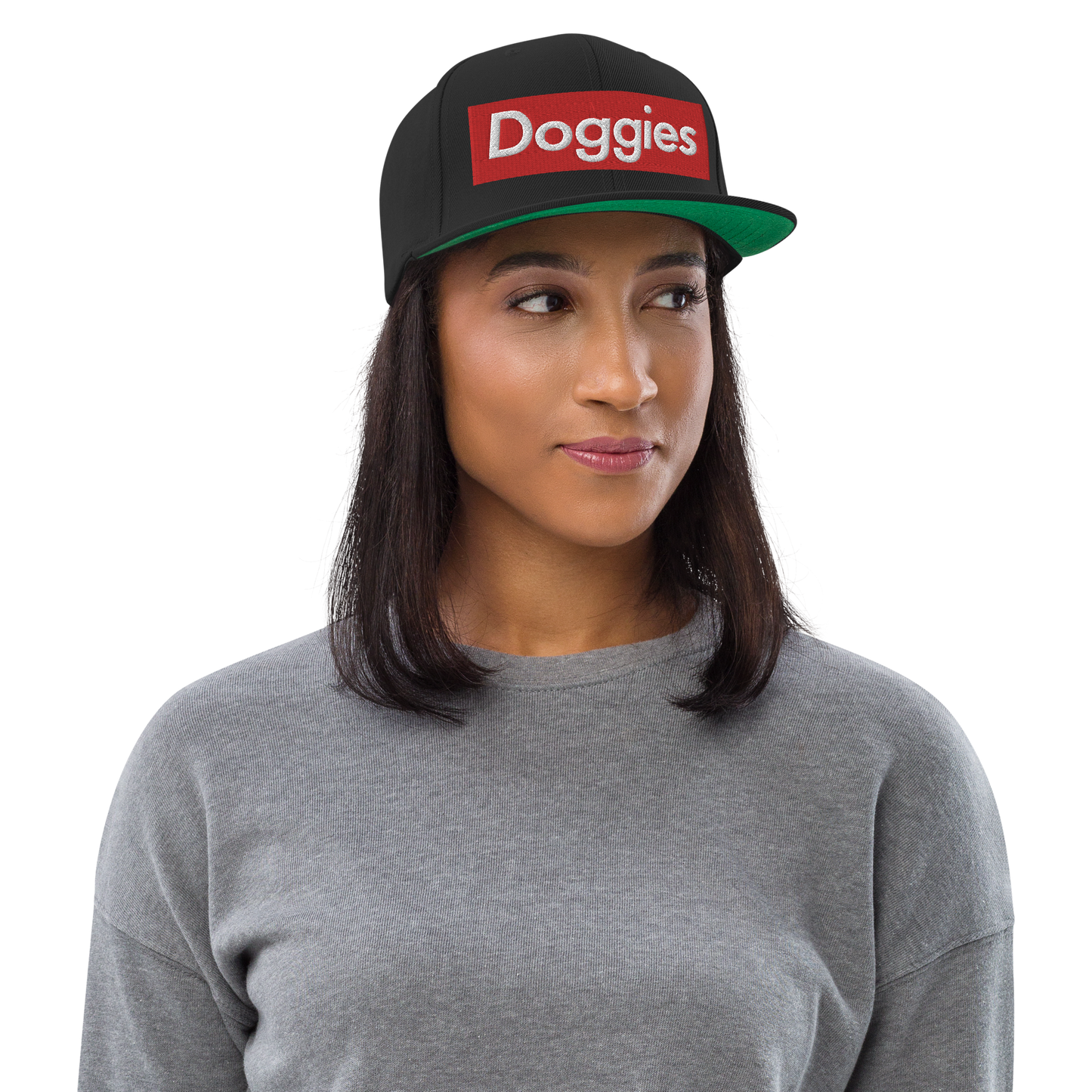 DOGGIES Snapback, Red/White Embroidered Print