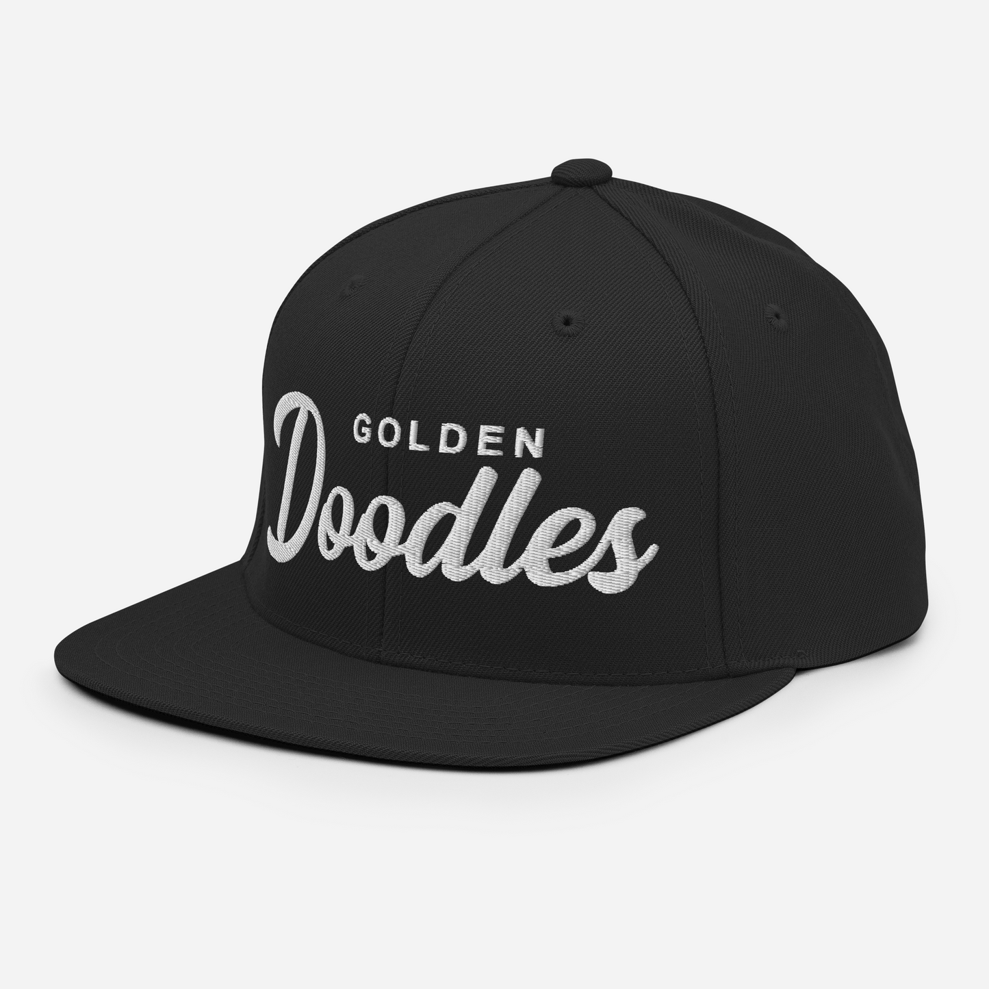 Golden Doodles Retro Snapback, White Embroidered Print