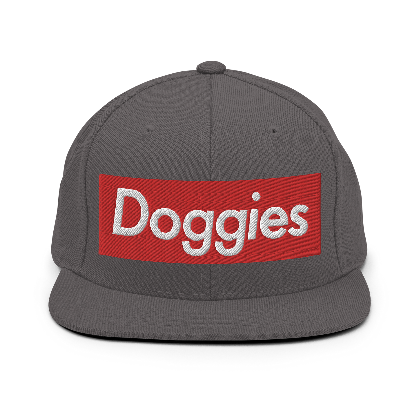 DOGGIES Snapback, Red/White Embroidered Print