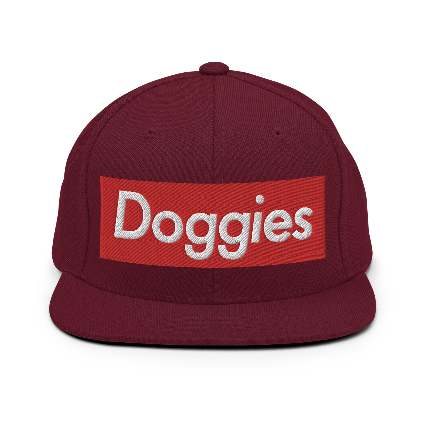 DOGGIES Snapback, Red/White Embroidered Print