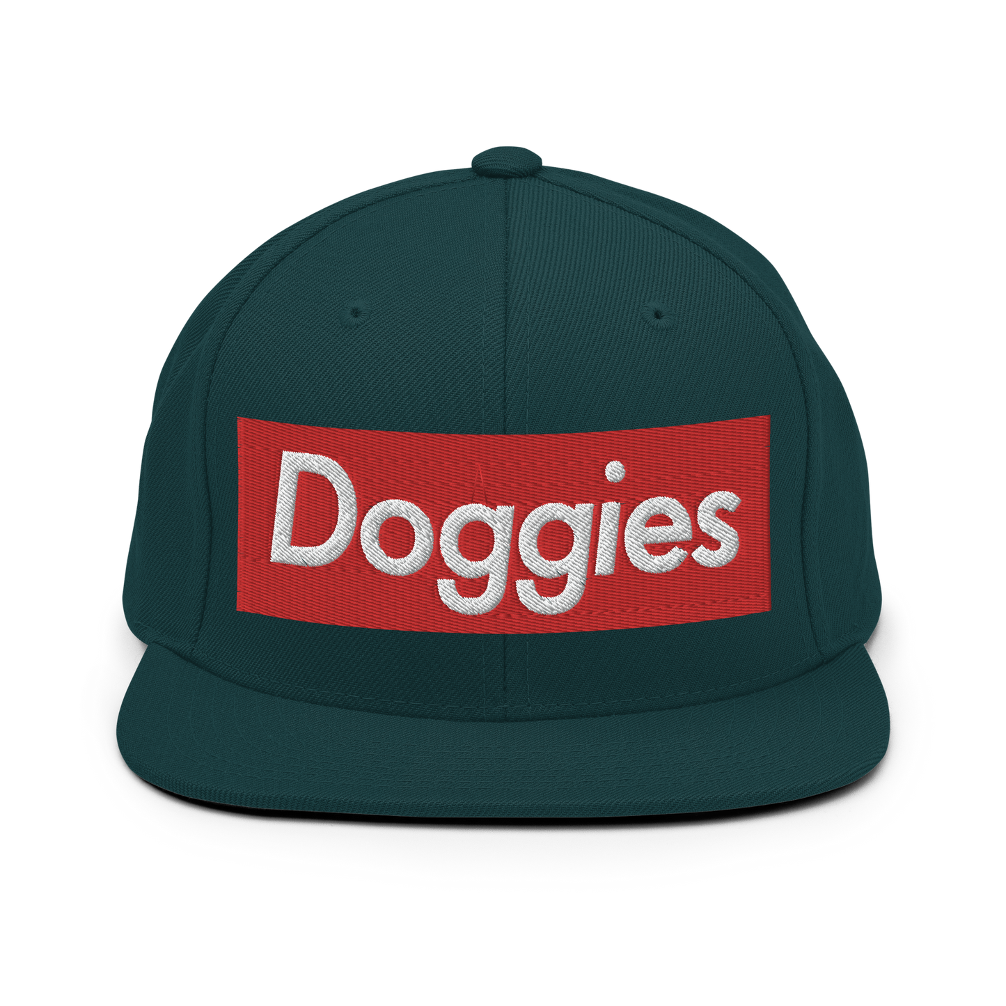 DOGGIES Snapback, Red/White Embroidered Print