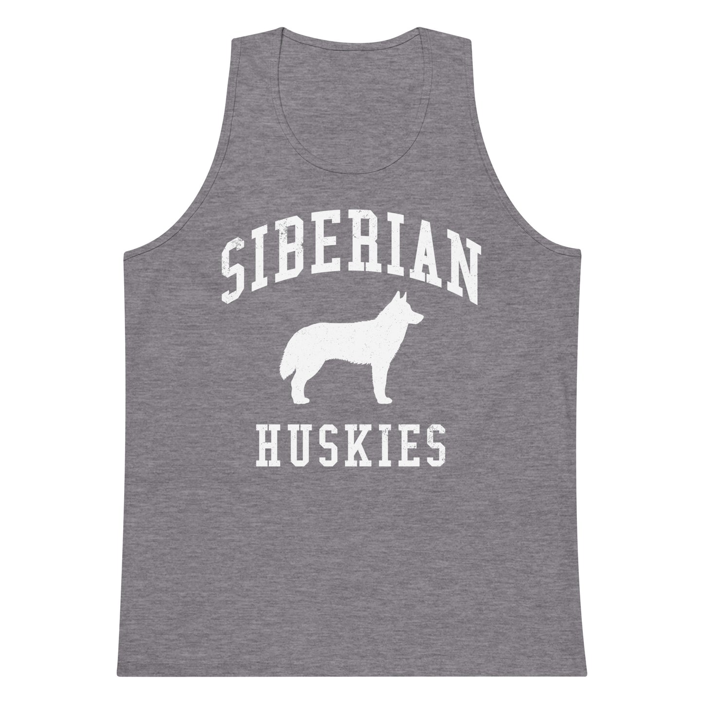 Siberian Huskies Collegiate Men’s Premium Tank Top, with Distressed Print
