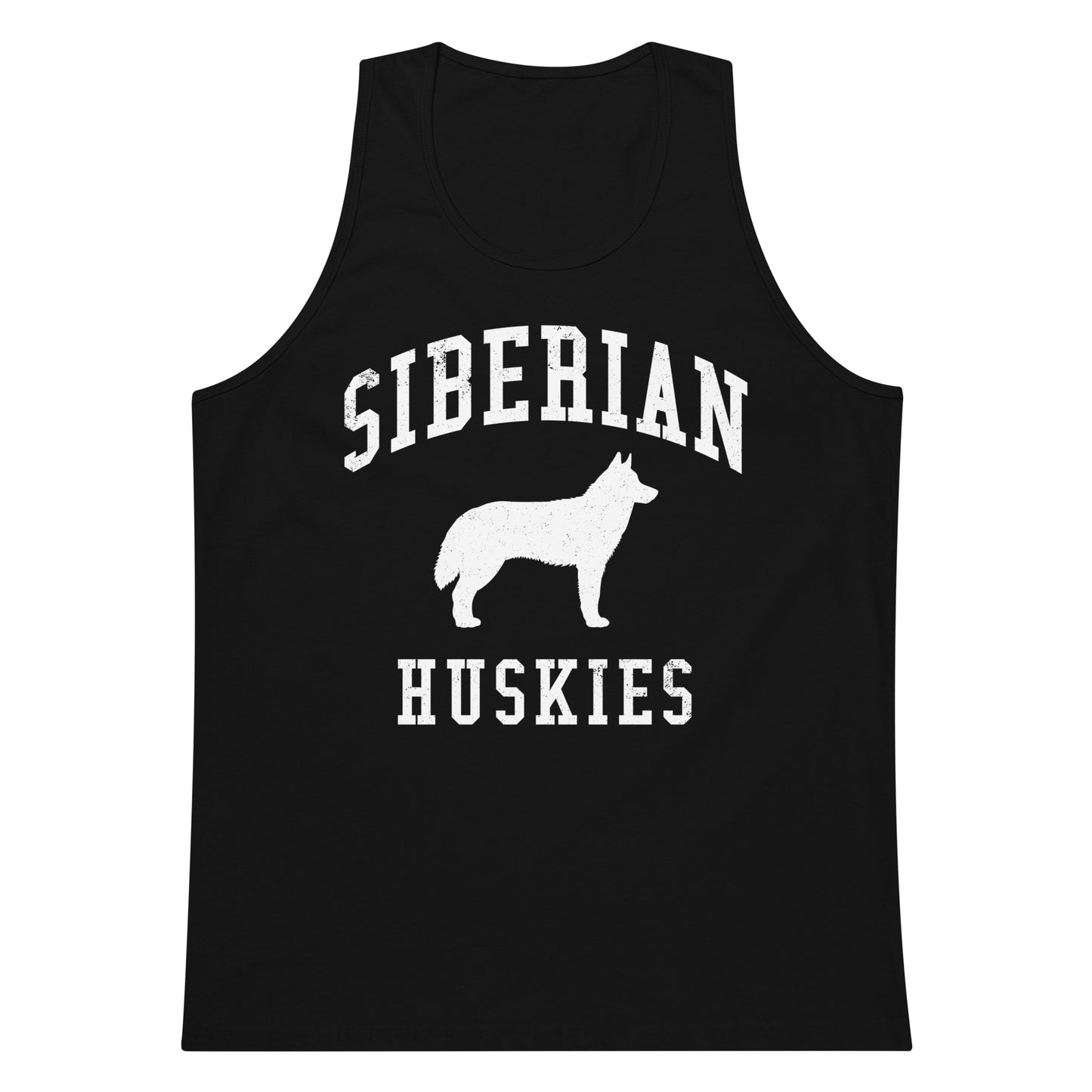 Siberian Huskies Collegiate Men’s Premium Tank Top, with Distressed Print