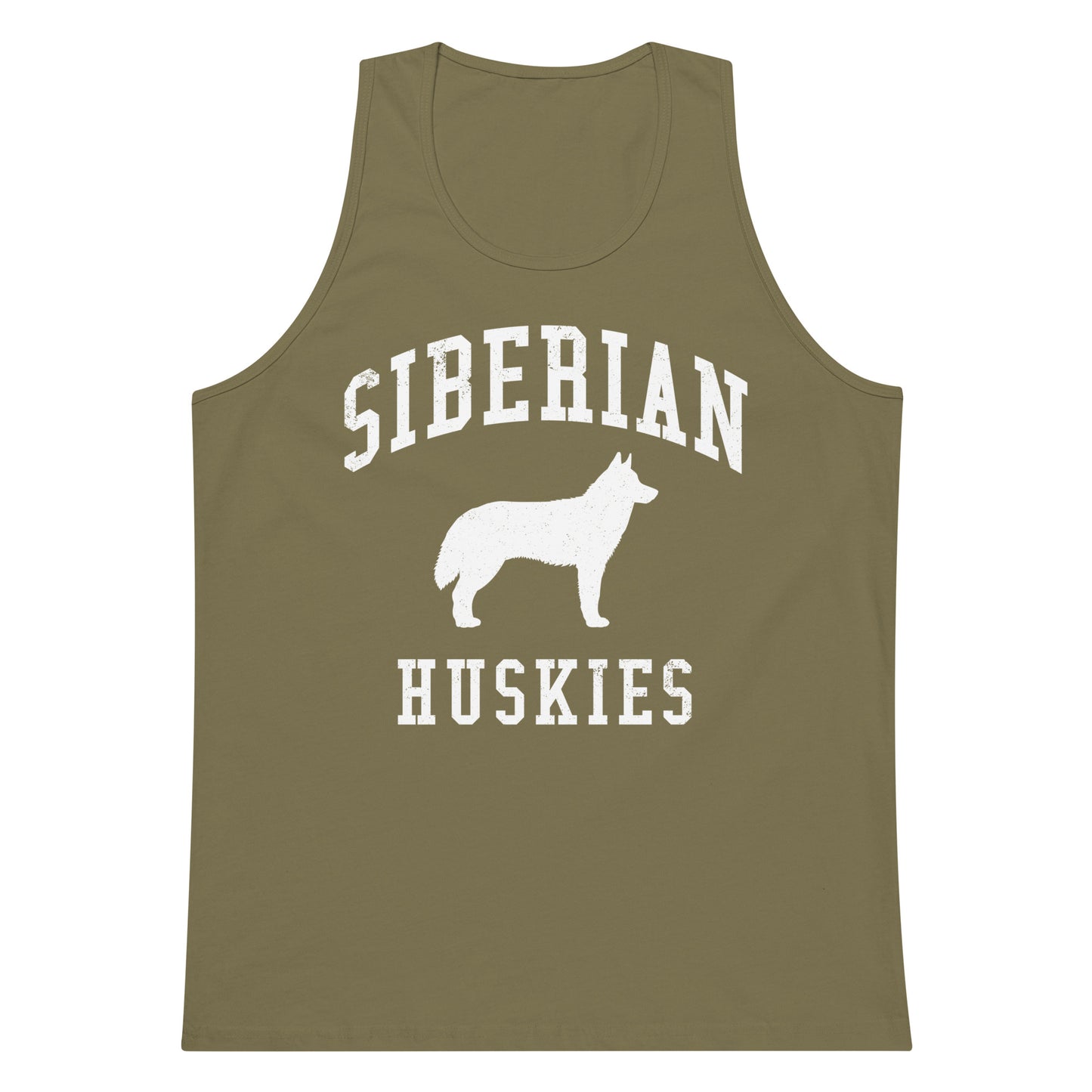 Siberian Huskies Collegiate Men’s Premium Tank Top, with Distressed Print