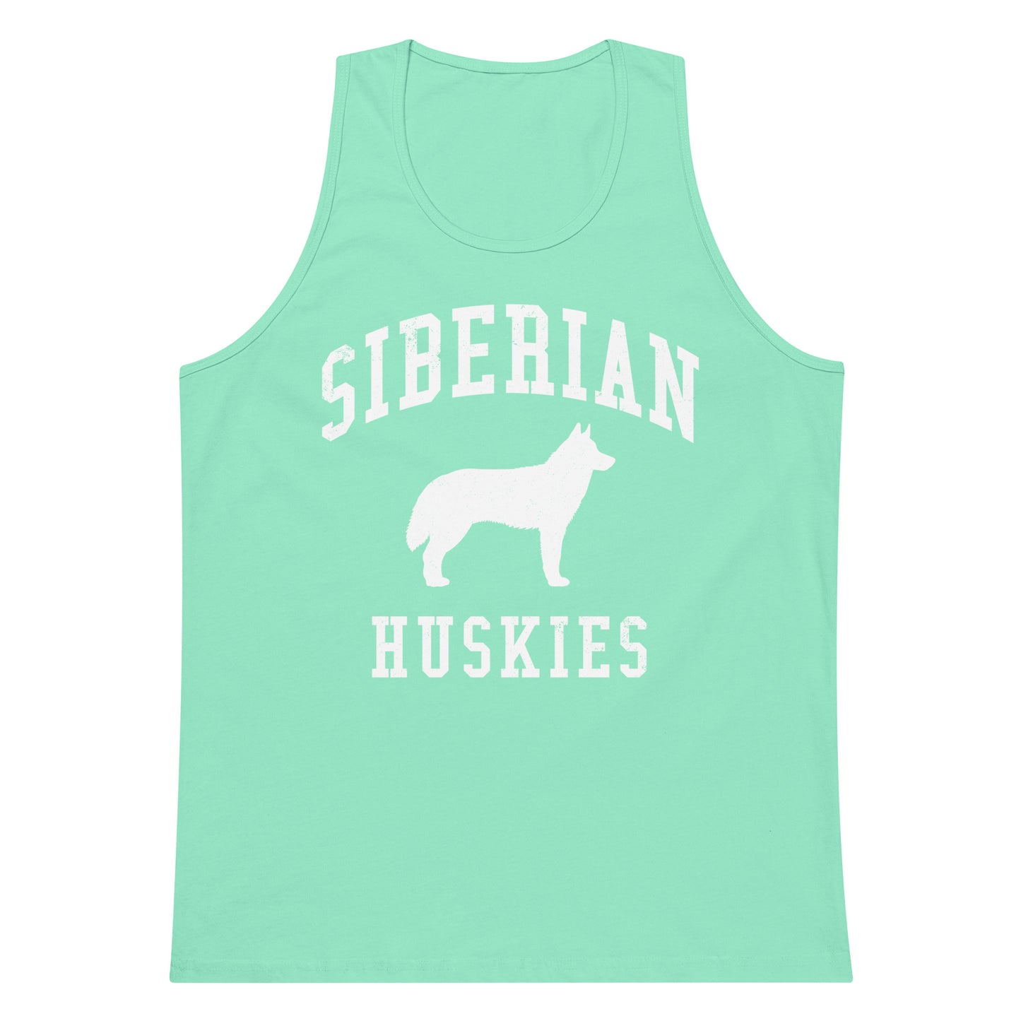 Siberian Huskies Collegiate Men’s Premium Tank Top, with Distressed Print