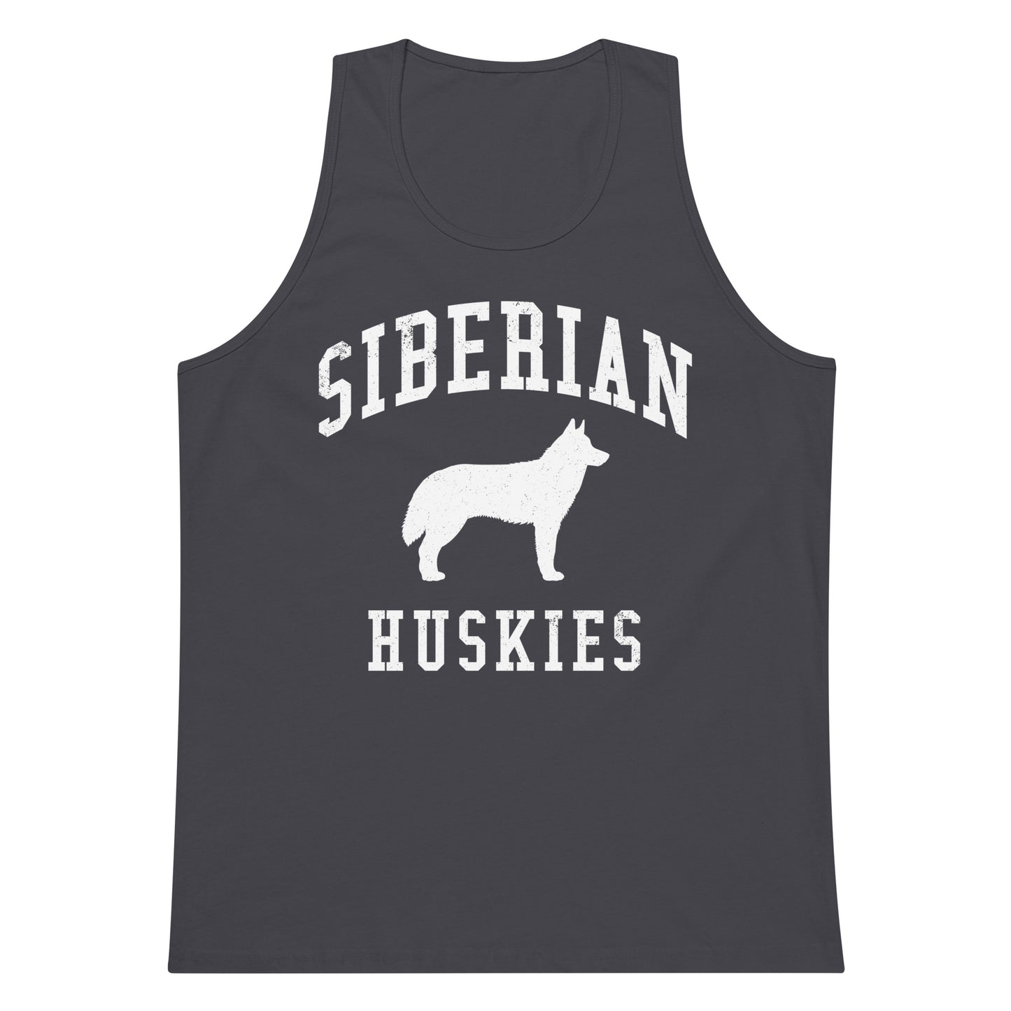 Siberian Huskies Collegiate Men’s Premium Tank Top, with Distressed Print
