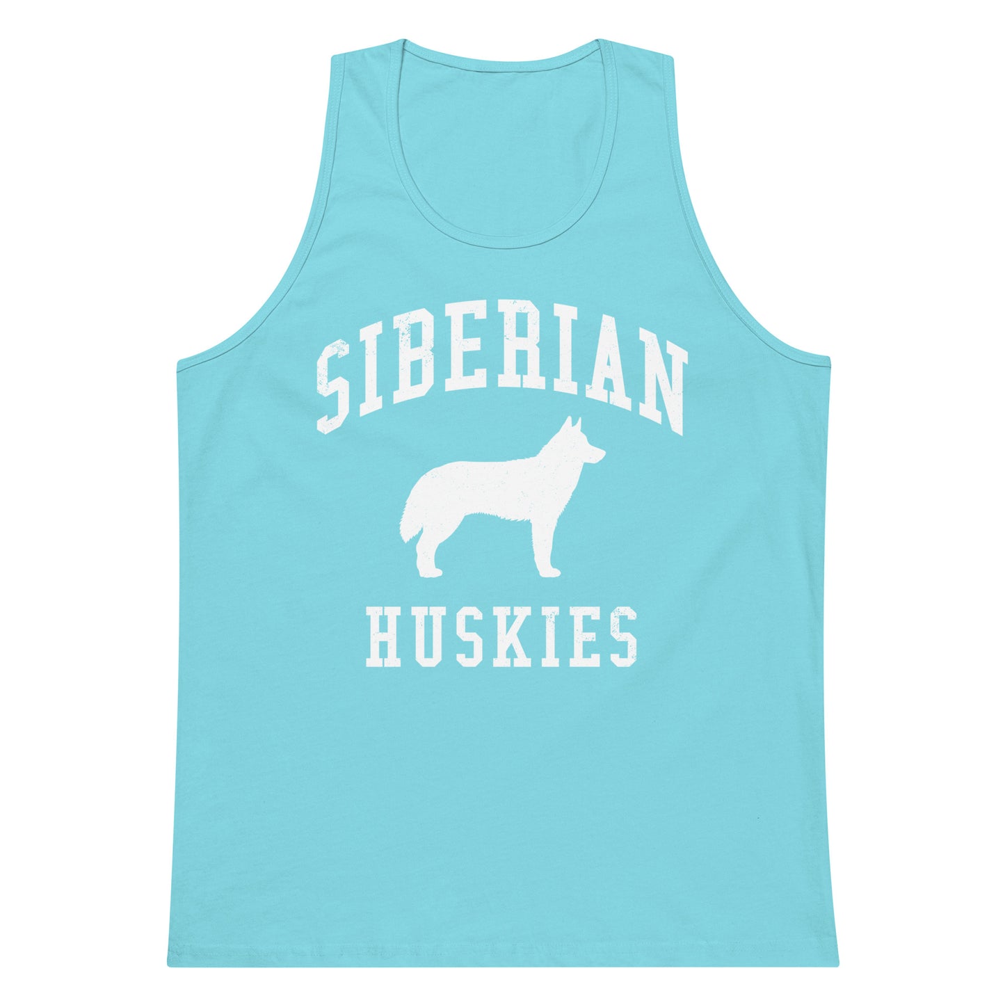 Siberian Huskies Collegiate Men’s Premium Tank Top, with Distressed Print