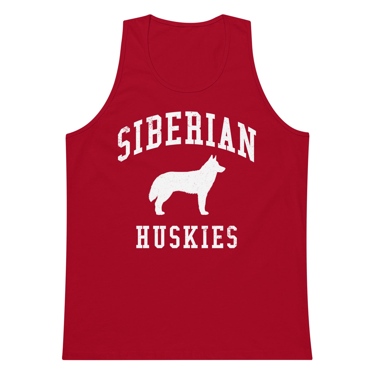 Siberian Huskies Collegiate Men’s Premium Tank Top, with Distressed Print