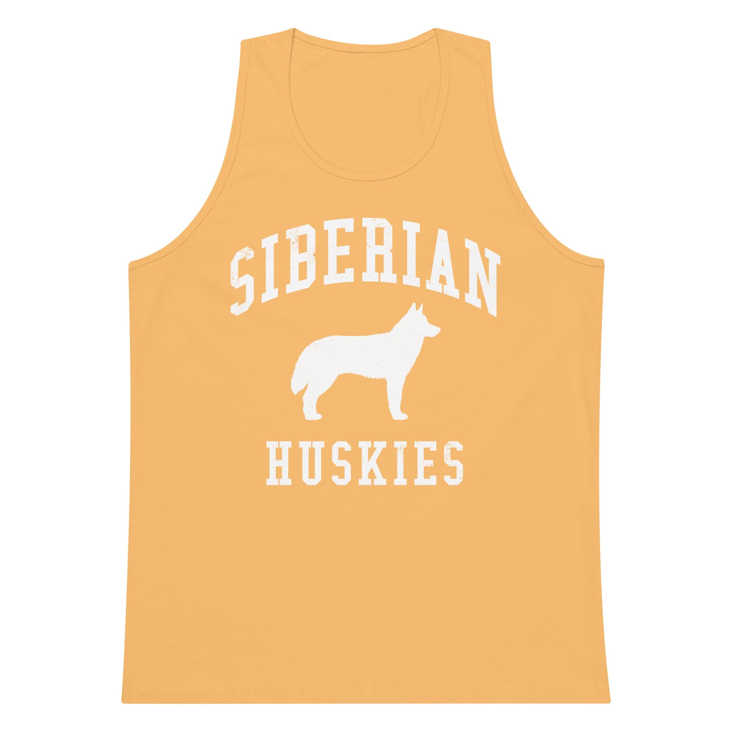 Siberian Huskies Collegiate Men’s Premium Tank Top, with Distressed Print