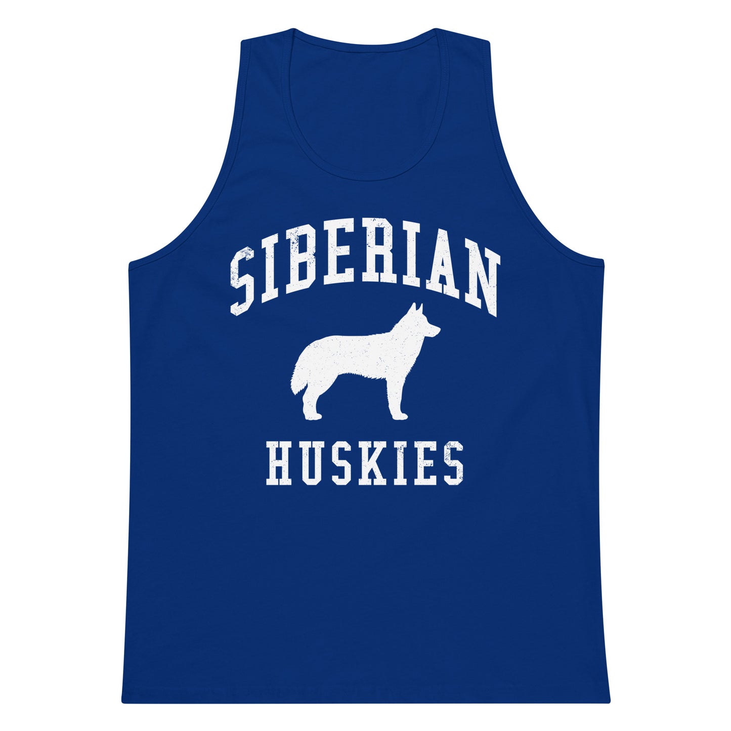 Siberian Huskies Collegiate Men’s Premium Tank Top, with Distressed Print