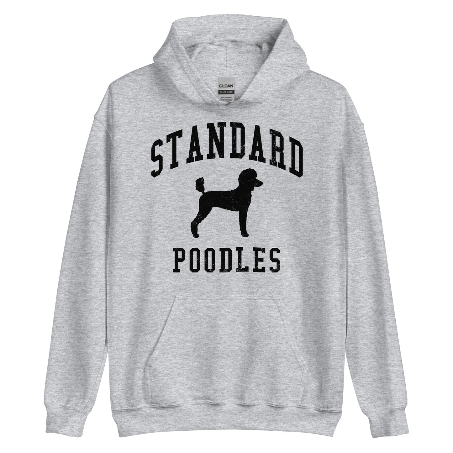 Standard Poodles Collegiate Hoodie, with Black Distressed Print