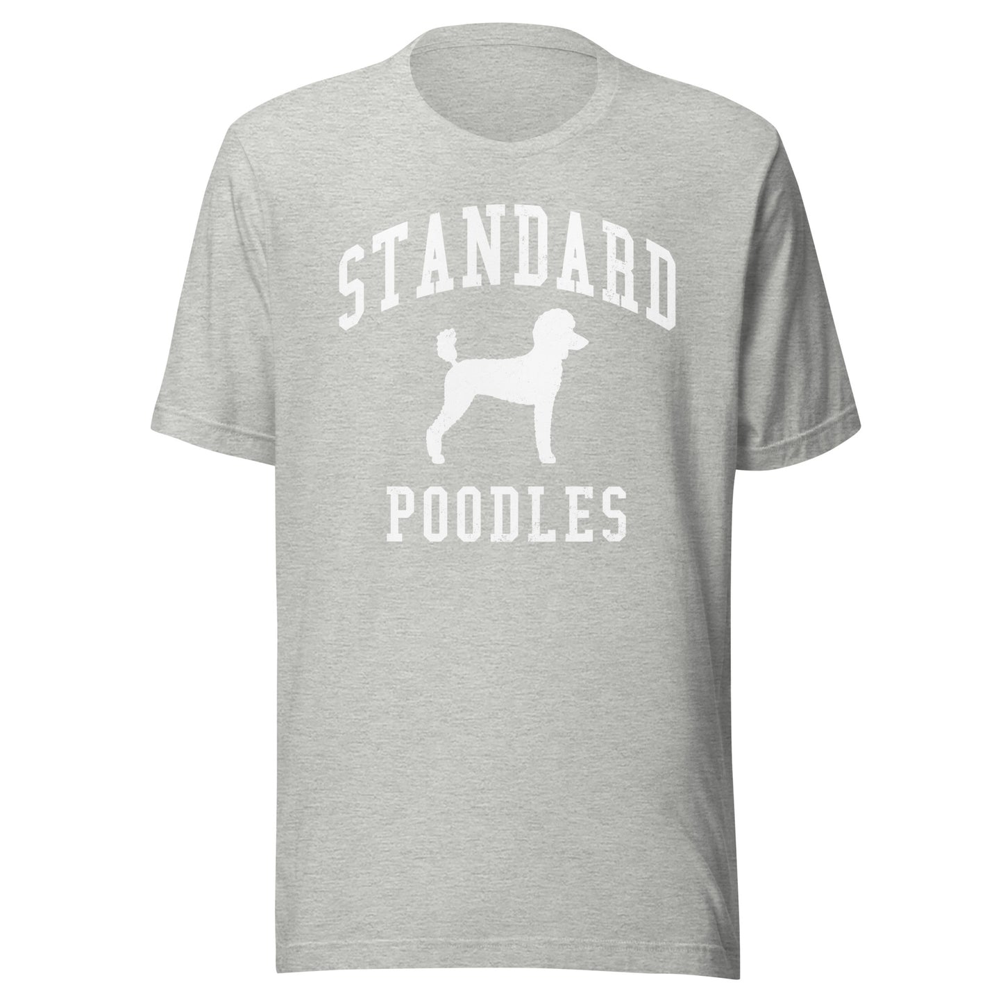 Standard Poodles, Collegiate Unisex Short Sleeve Tee, Classic Colors, Distressed Print