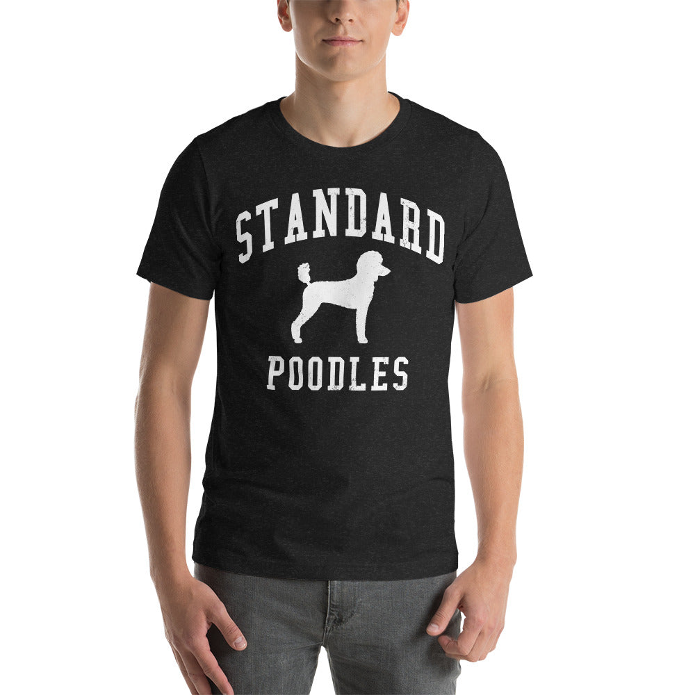 Standard Poodles, Collegiate Unisex Short Sleeve Tee, Classic Colors, Distressed Print