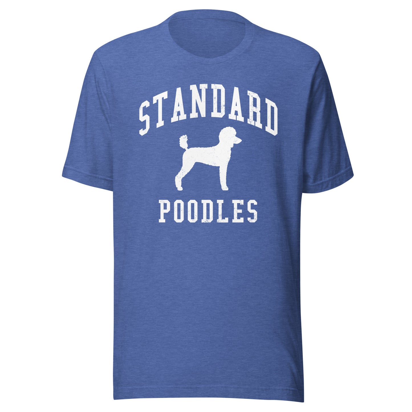 Standard Poodles, Collegiate Unisex Short Sleeve Tee, Classic Colors, Distressed Print