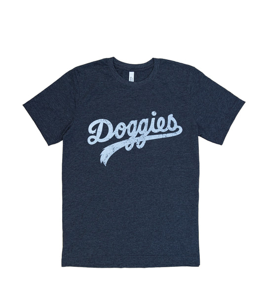Doggies T-Shirt, Heather Gray with Distressed White Lettering