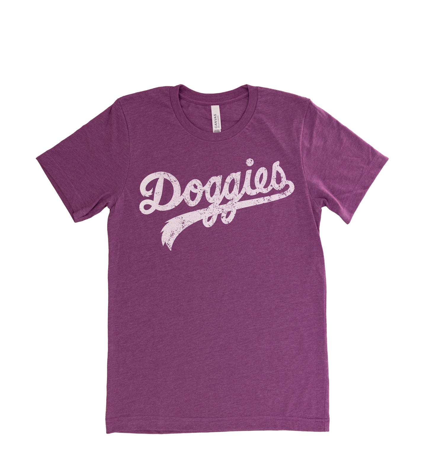 Doggies T-Shirt, Heather Magenta with Distressed White Lettering