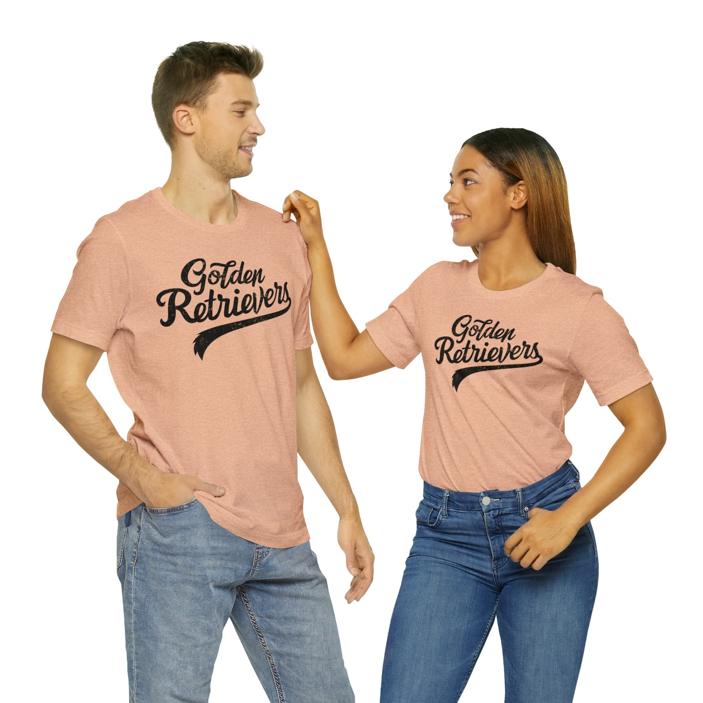 Golden Retrievers Script Unisex Tee, with Distressed Black Print
