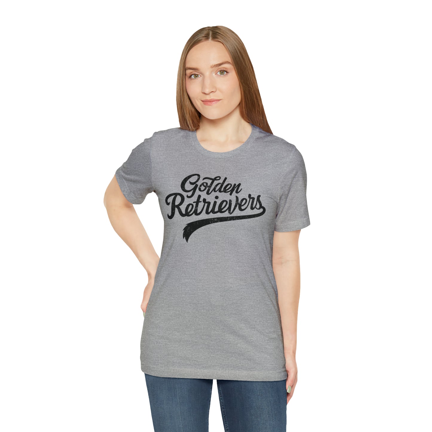 Golden Retrievers Script Unisex Tee, with Distressed Black Print