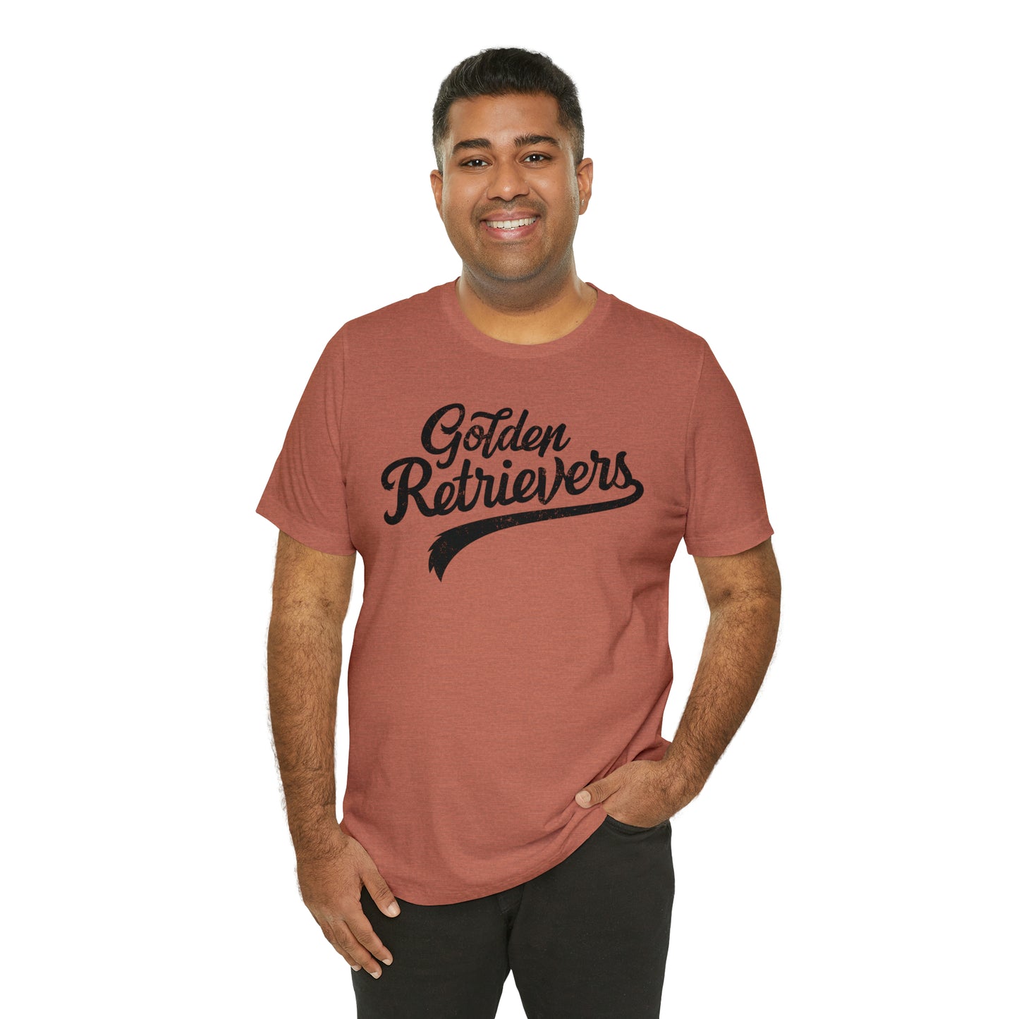 Golden Retrievers Script Unisex Tee, with Distressed Black Print